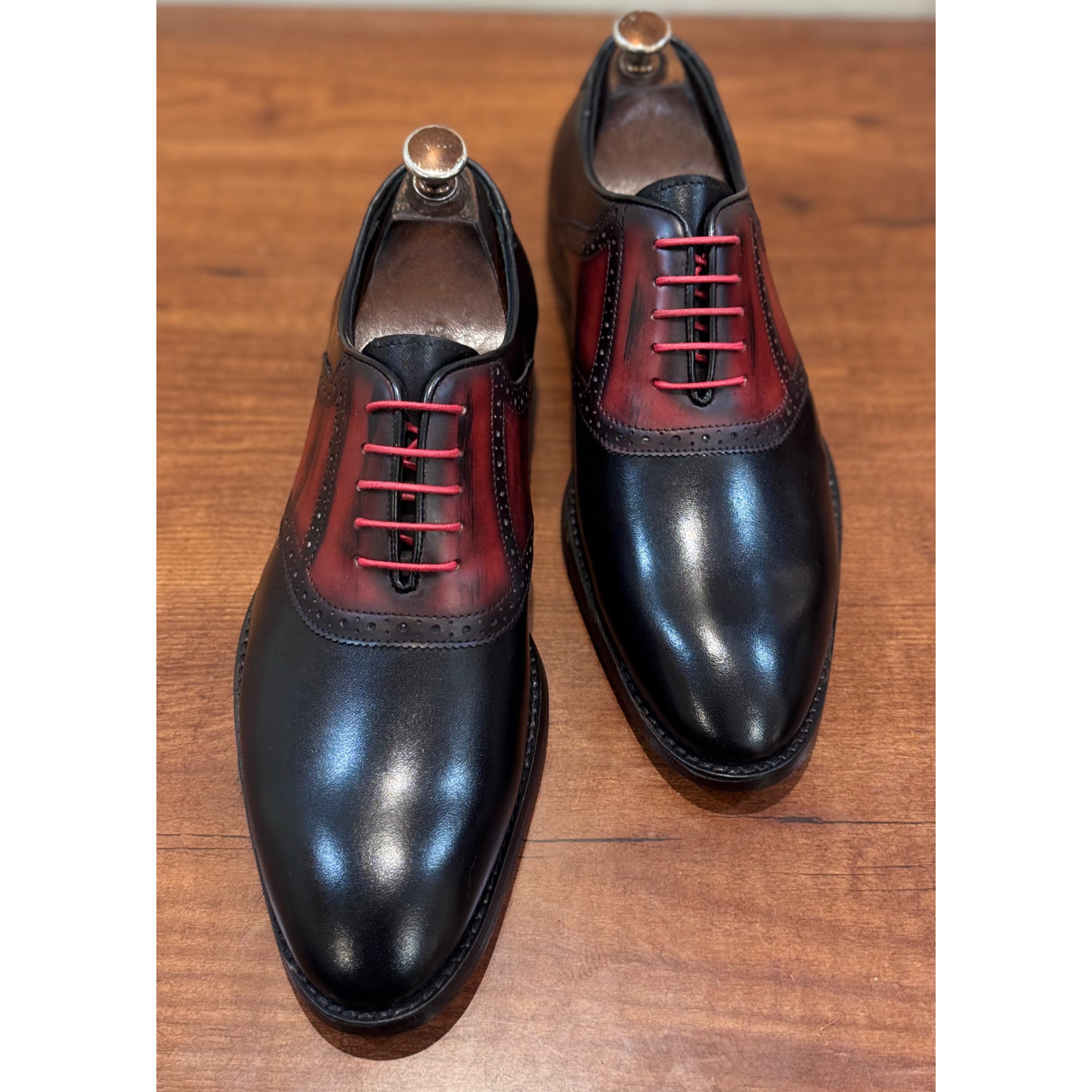 Black Oxfords With Hand Patina Finish