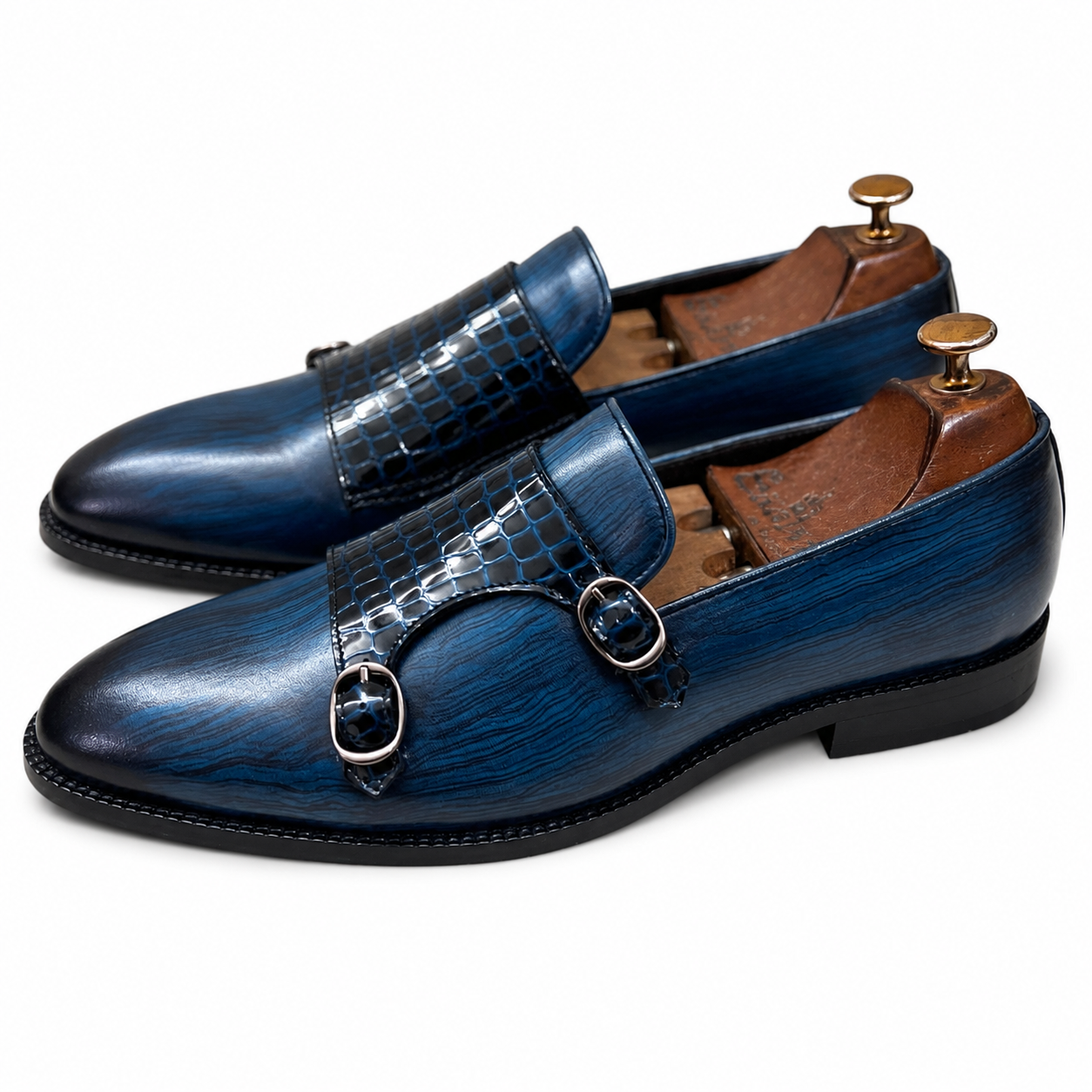 Azure Regent Double Monk Shoes