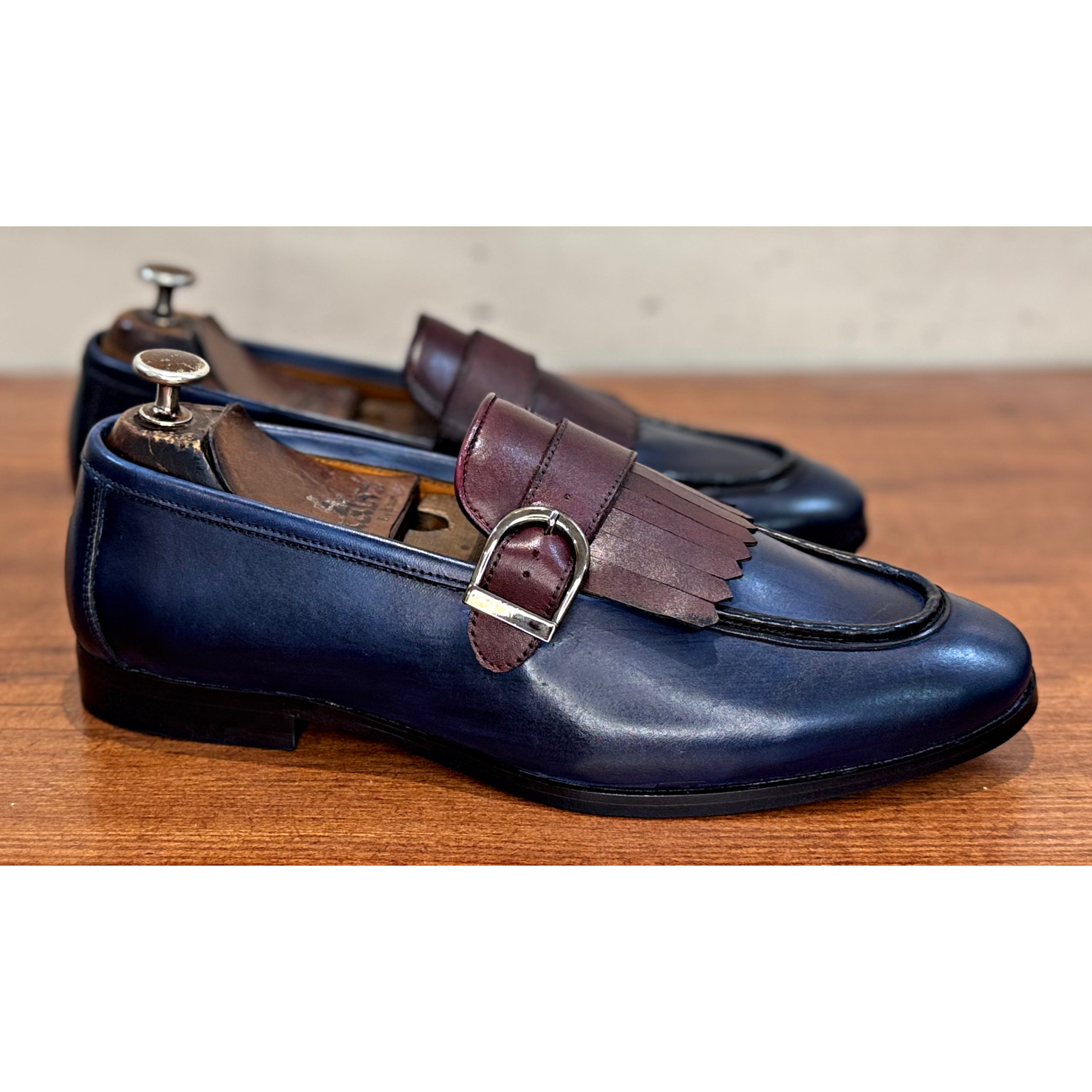 Blue Loafers With Fringes