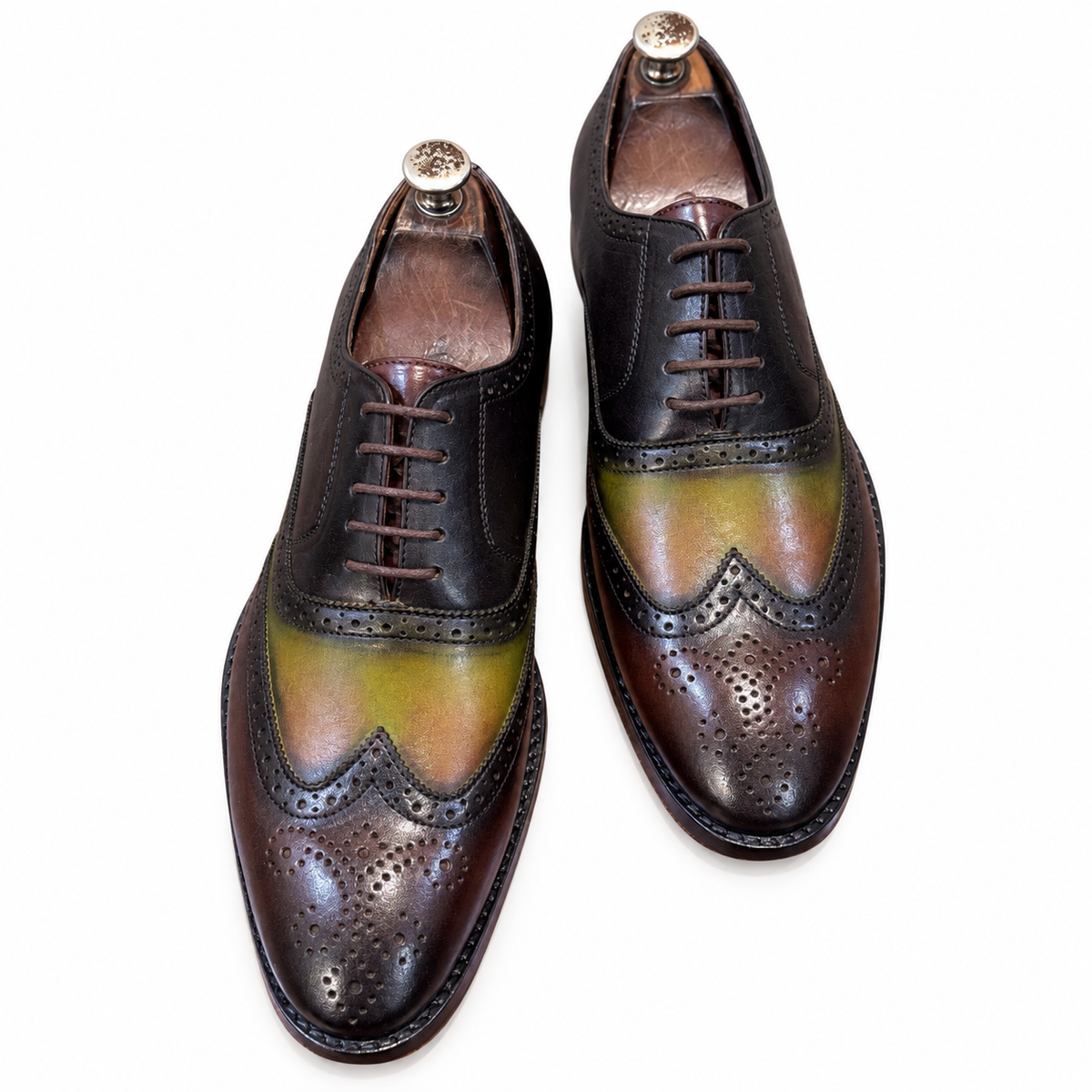 Olive Noir Two-Tone Wingtip Oxfords