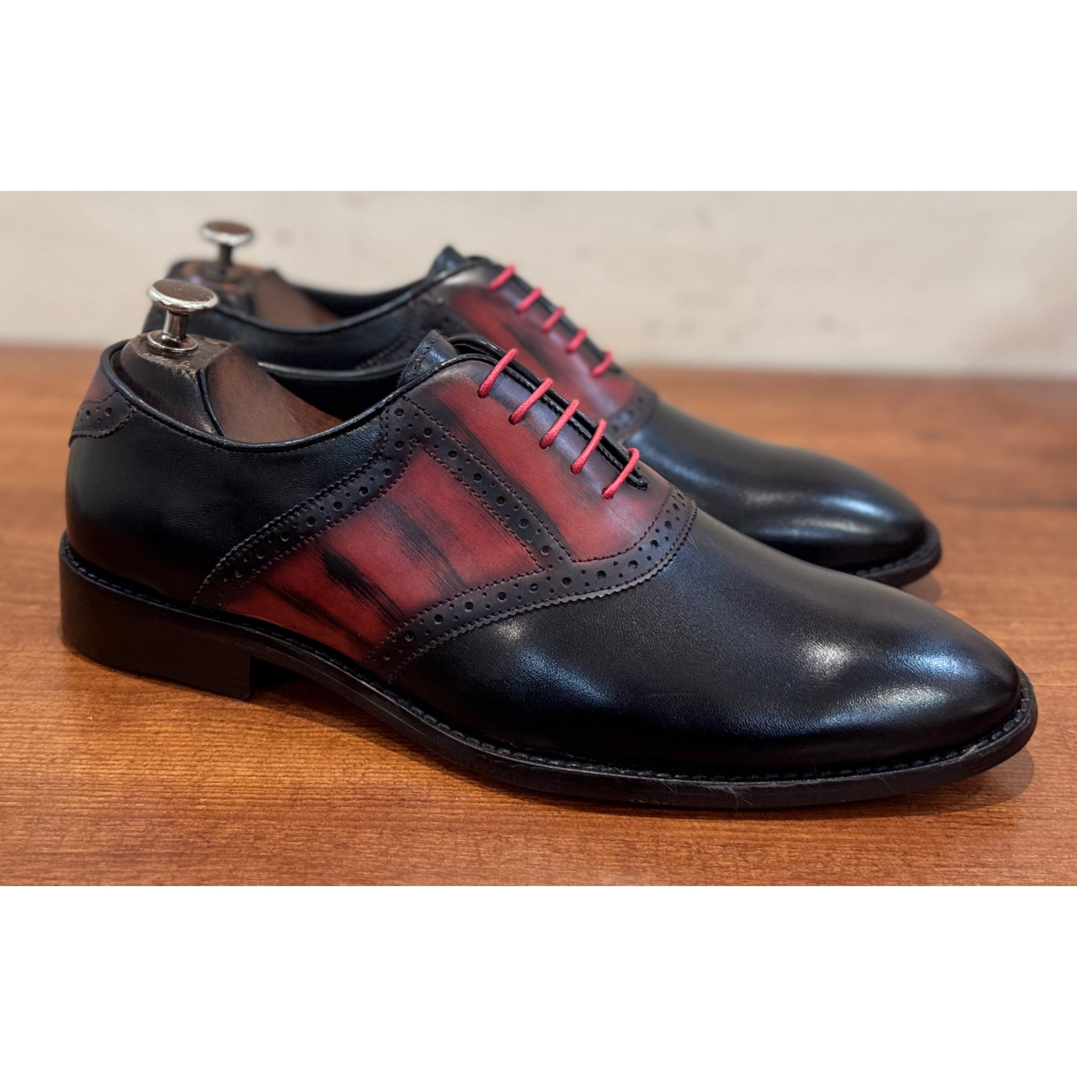 Black Oxfords With Hand Patina Finish