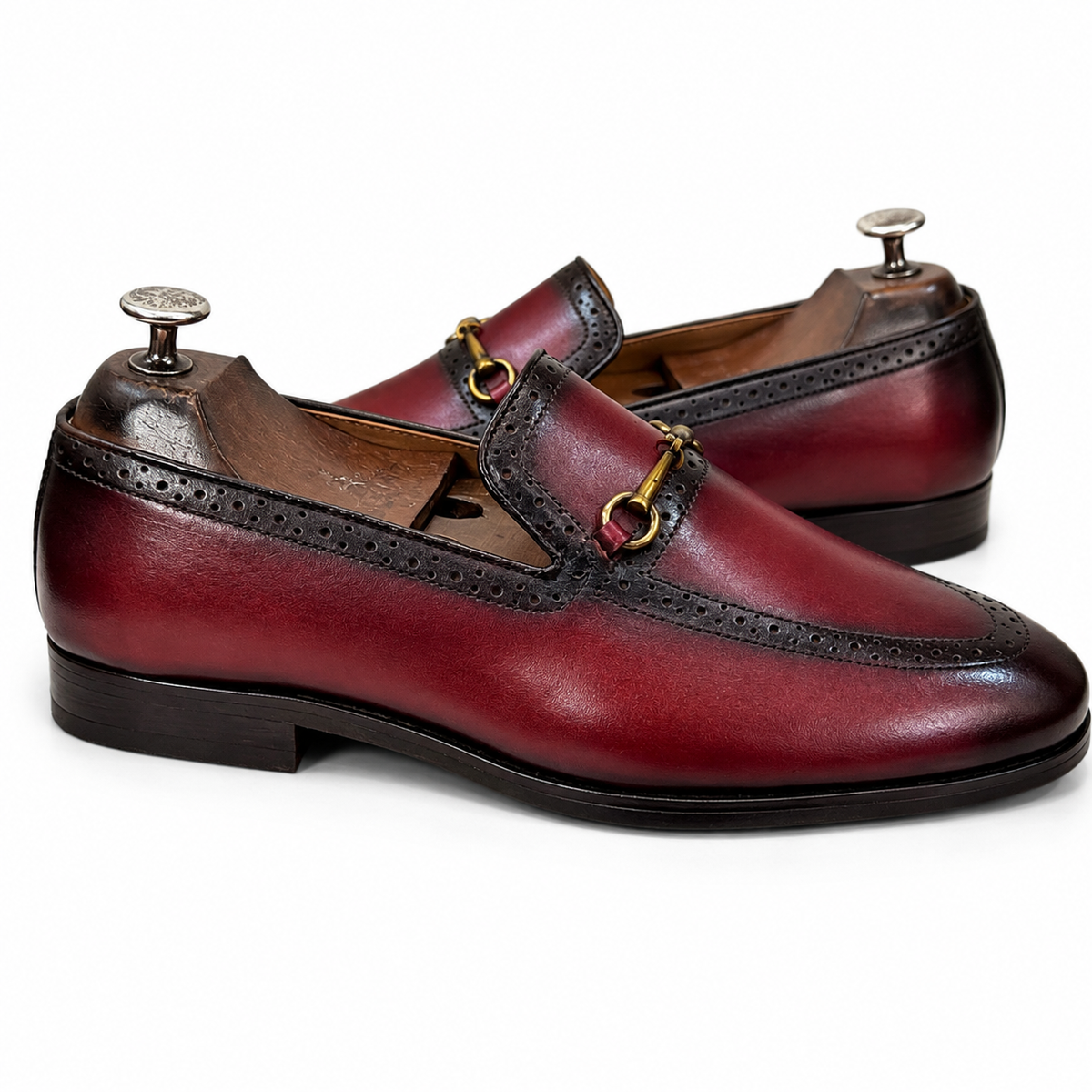 The Montclair Patina Horsebit Loafers – Burgundy