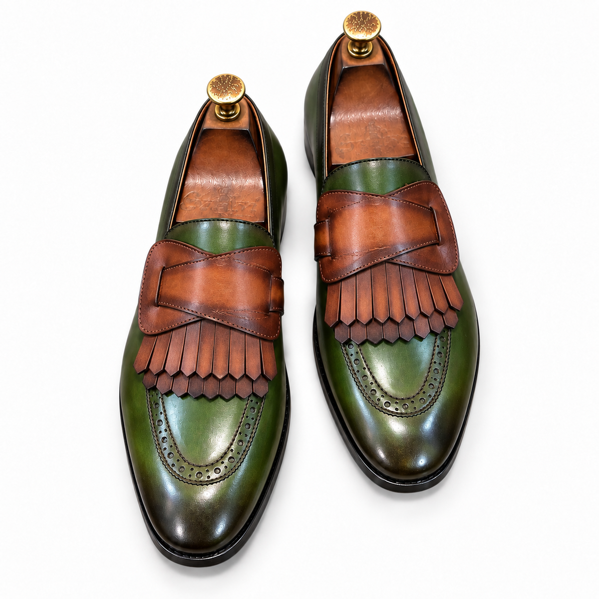 Verde Cognac Kiltie Loafers