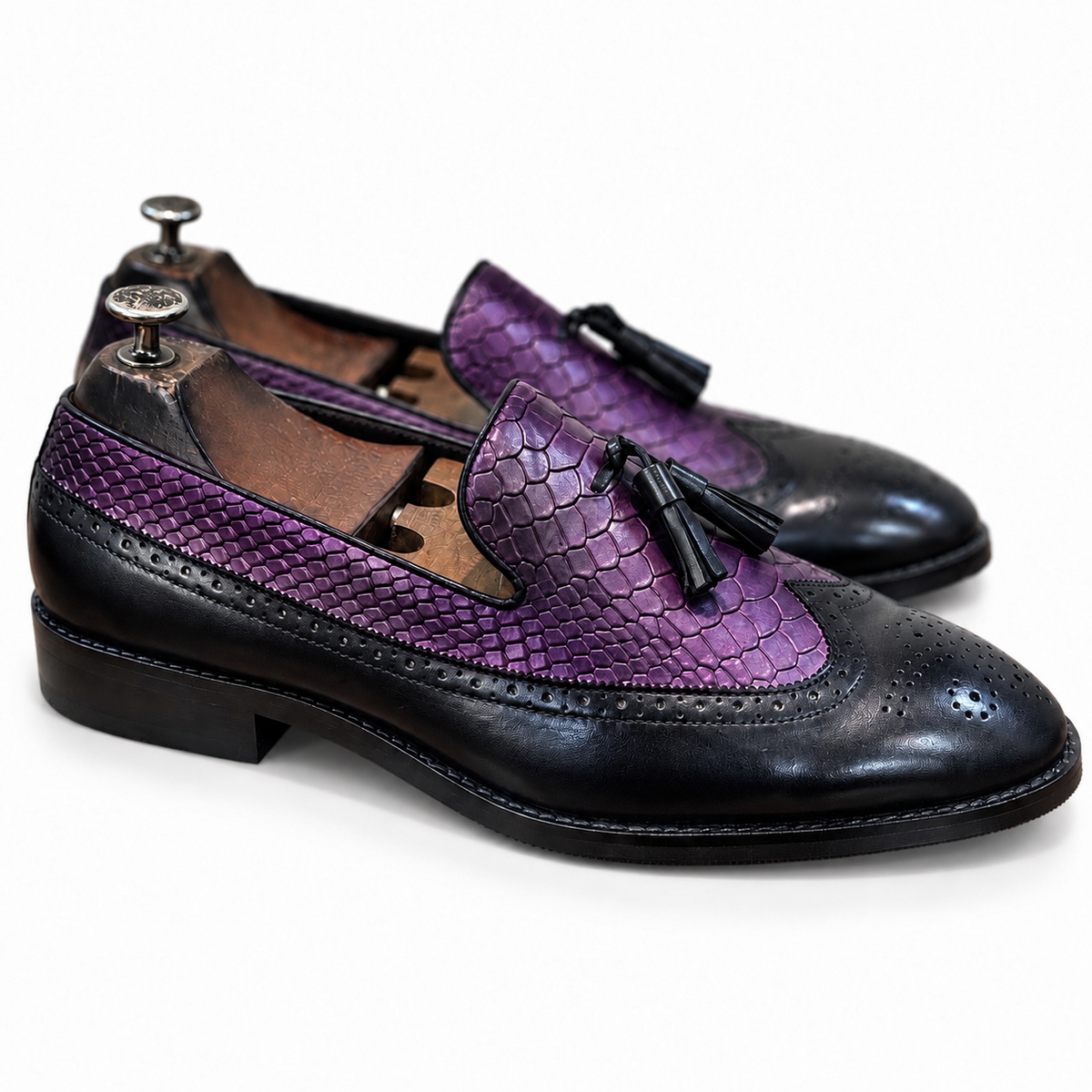 Amethyst Noir Tassel Loafers
