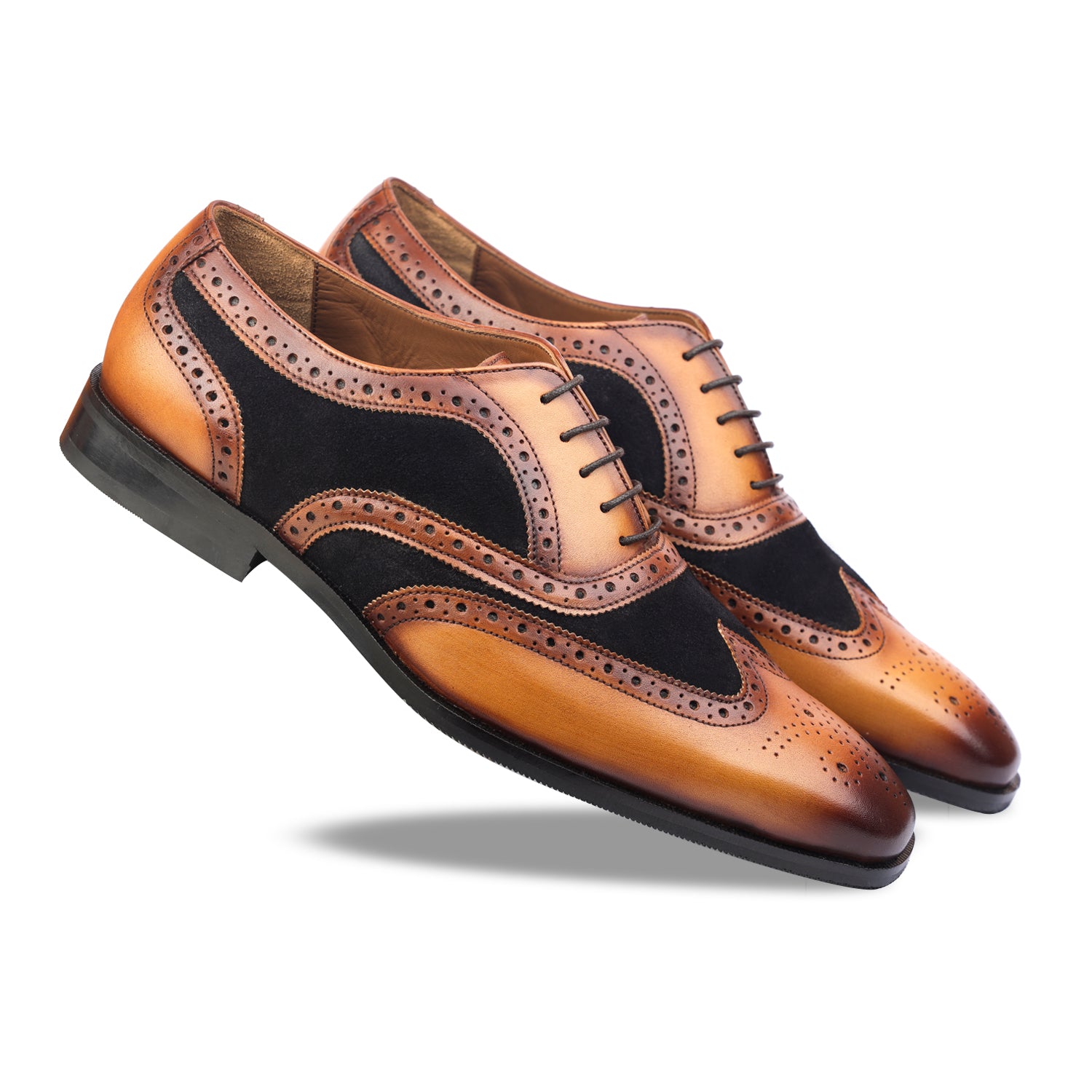 Tan Leather Oxfords With Suede