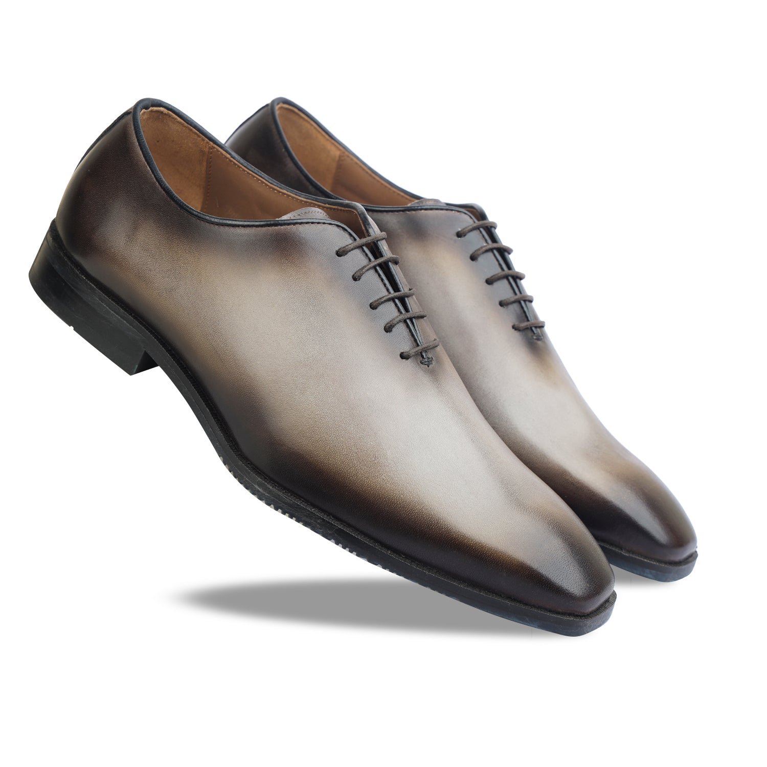 Grey Patina Leather Oxfords