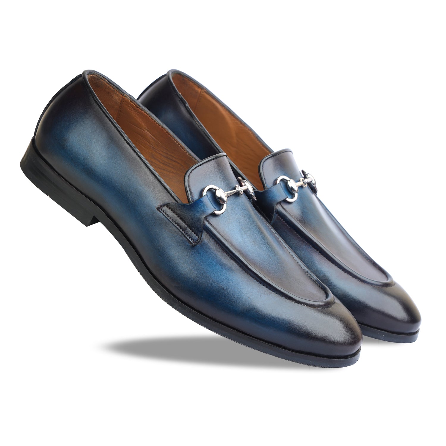 Horsebit Loafers Blue Hand Patina