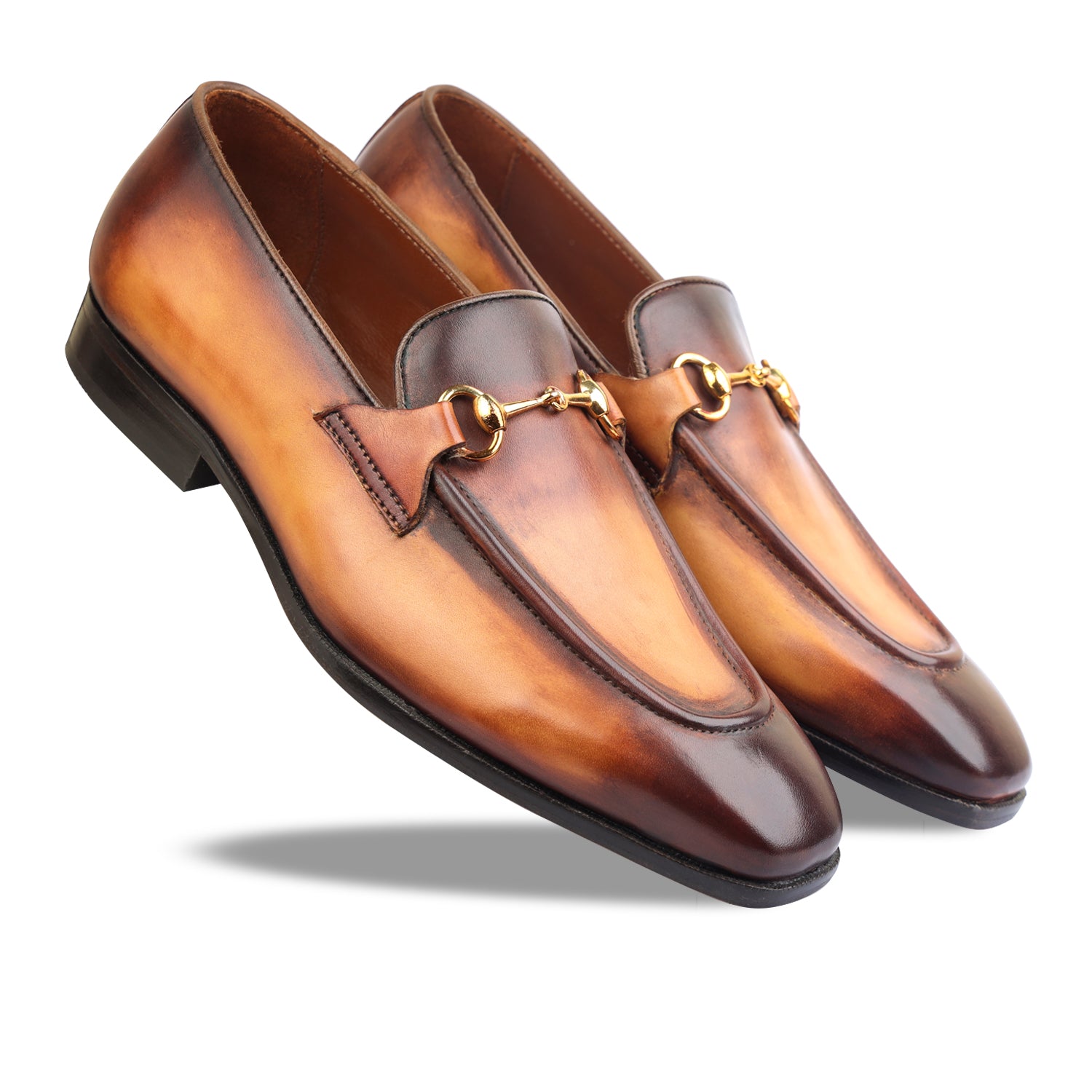 Saalvi Bespoke Custom Men's Tan Patina Loafers