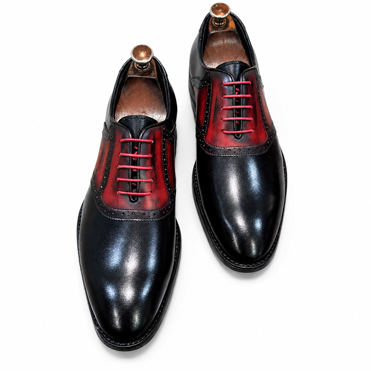 Crimson Noir Hand-Patina Oxford Brogues