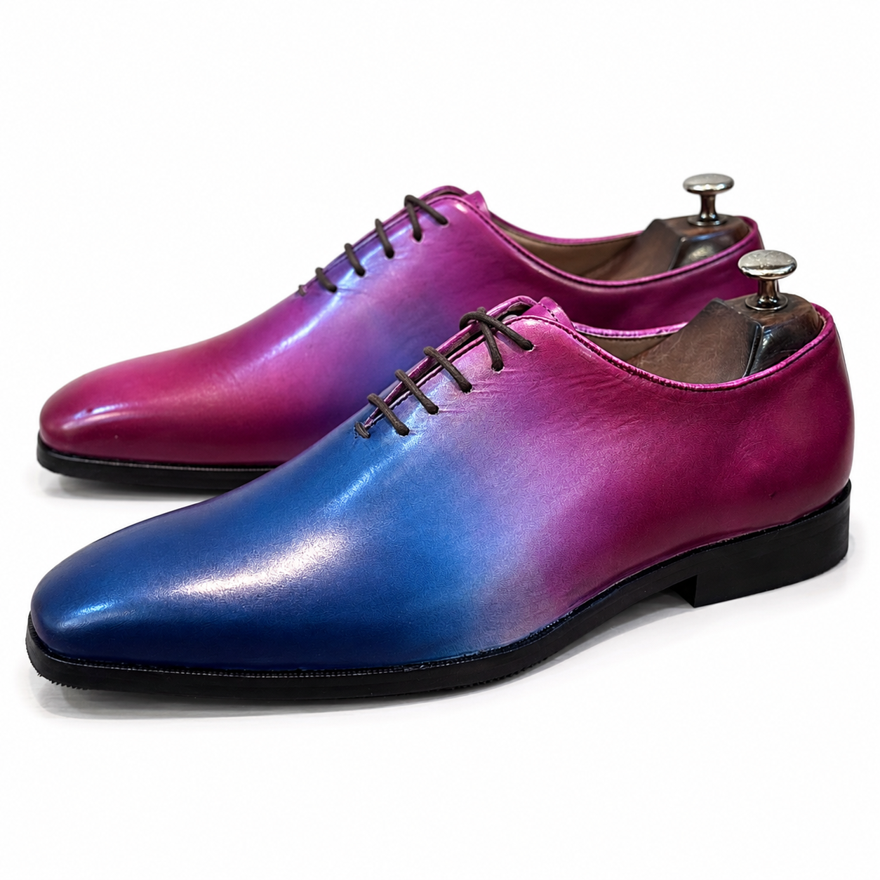 Aurora Gradient Oxford Shoes | Luxury Blue & Burgundy Leather Oxfords