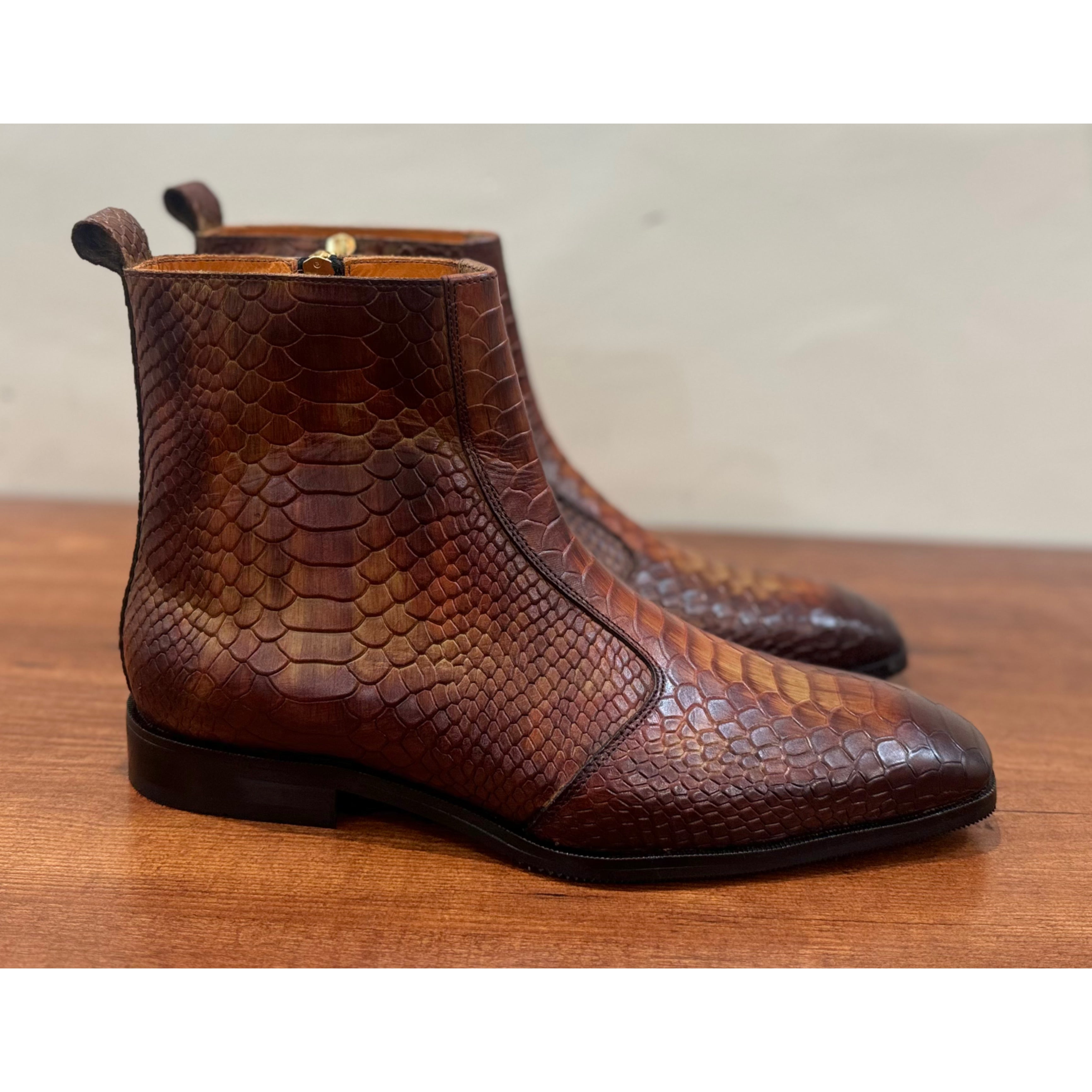Hand Finished Python Embossed Boots