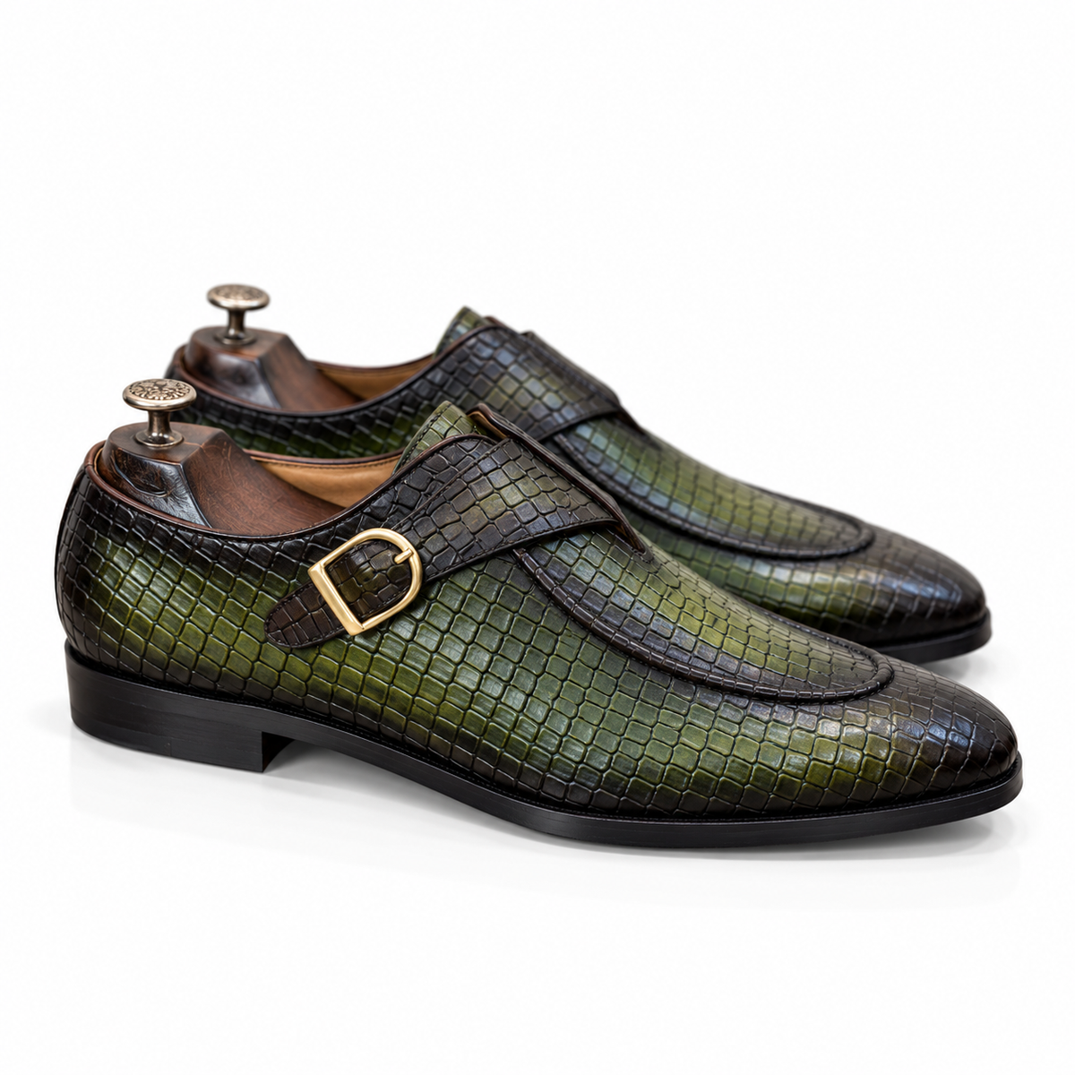 Saalvi Veridian Croc Monk Loafers