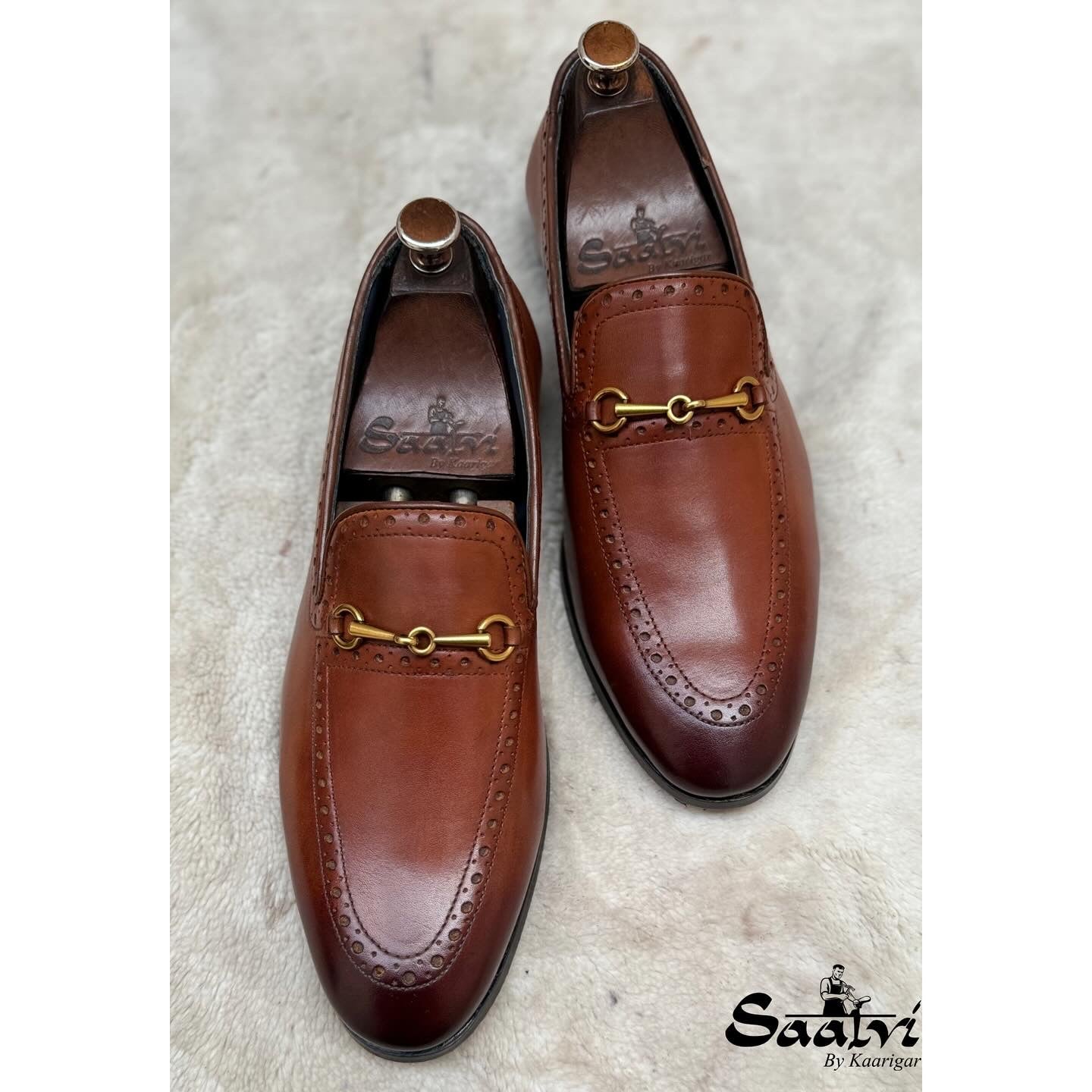 Semi Brogue Loafers Tan
