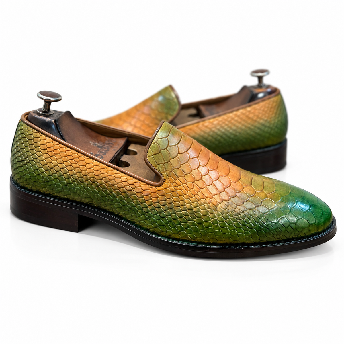 Verde Ombre Serpente Loafers