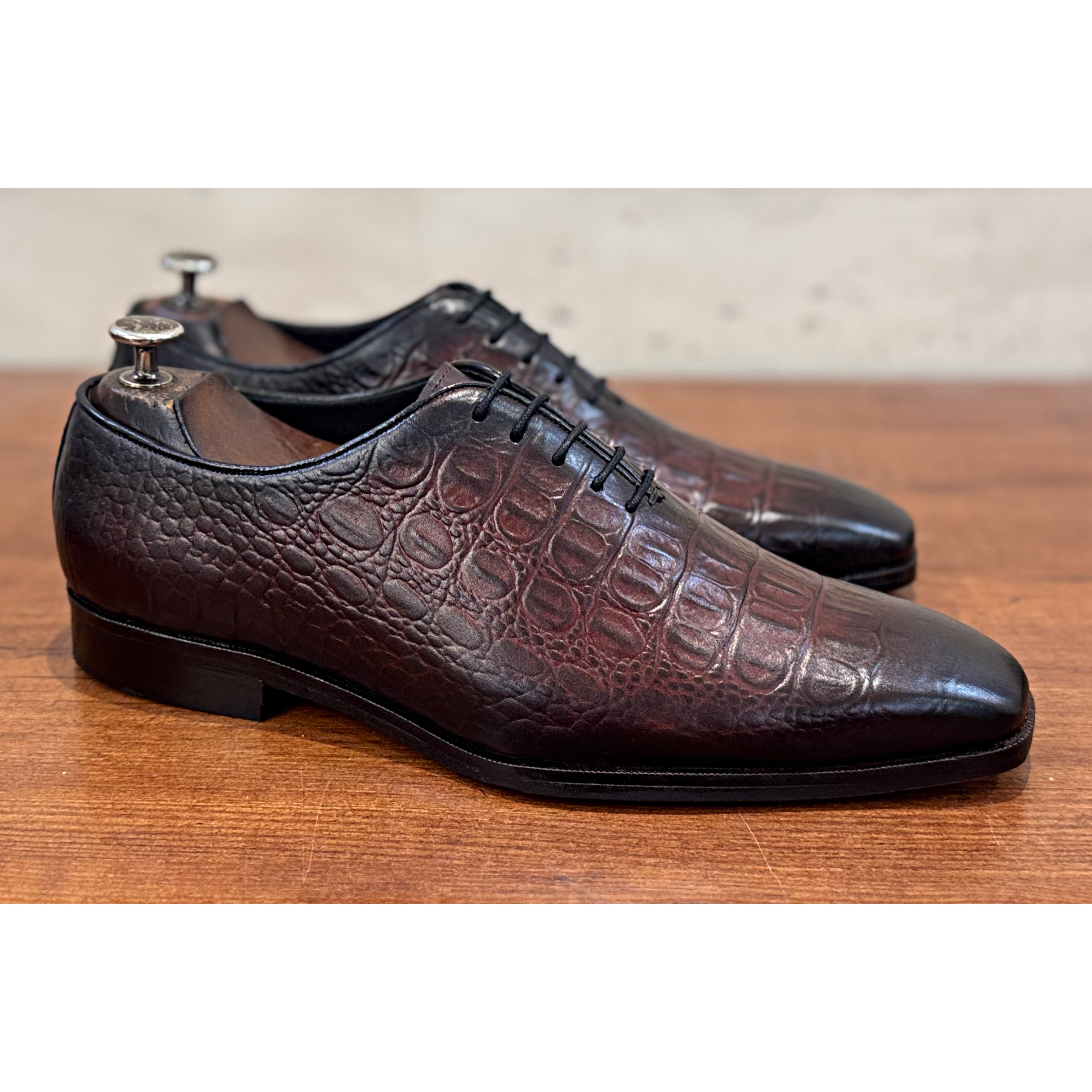 Brown Croco Oxfords