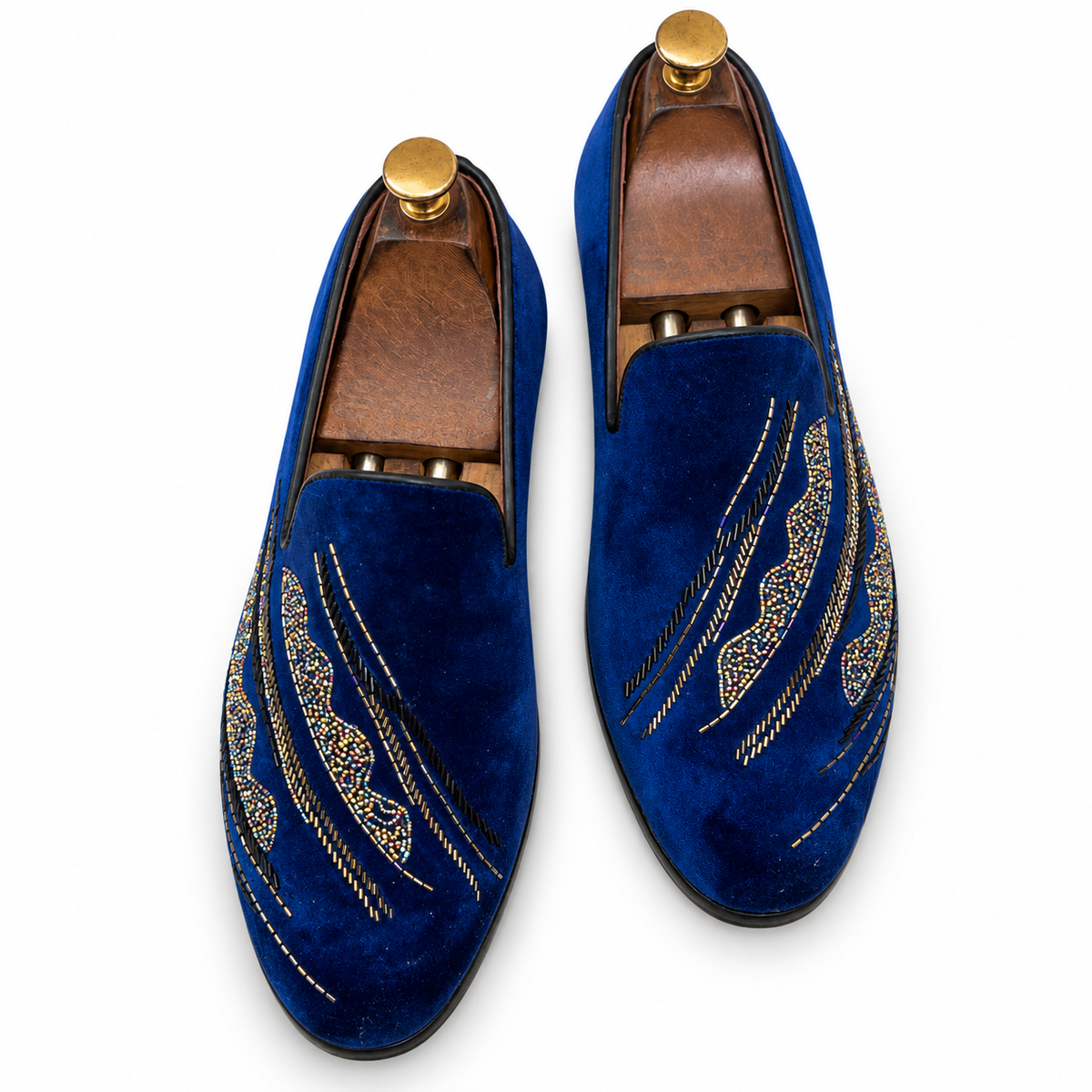 Sapphire Multicolour Abstract Velvet Loafers