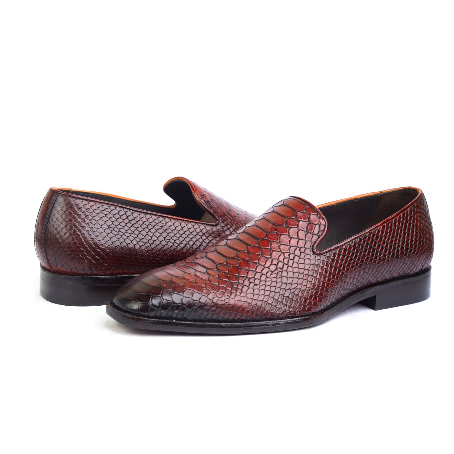 Python Embossed Loafers Bordo
