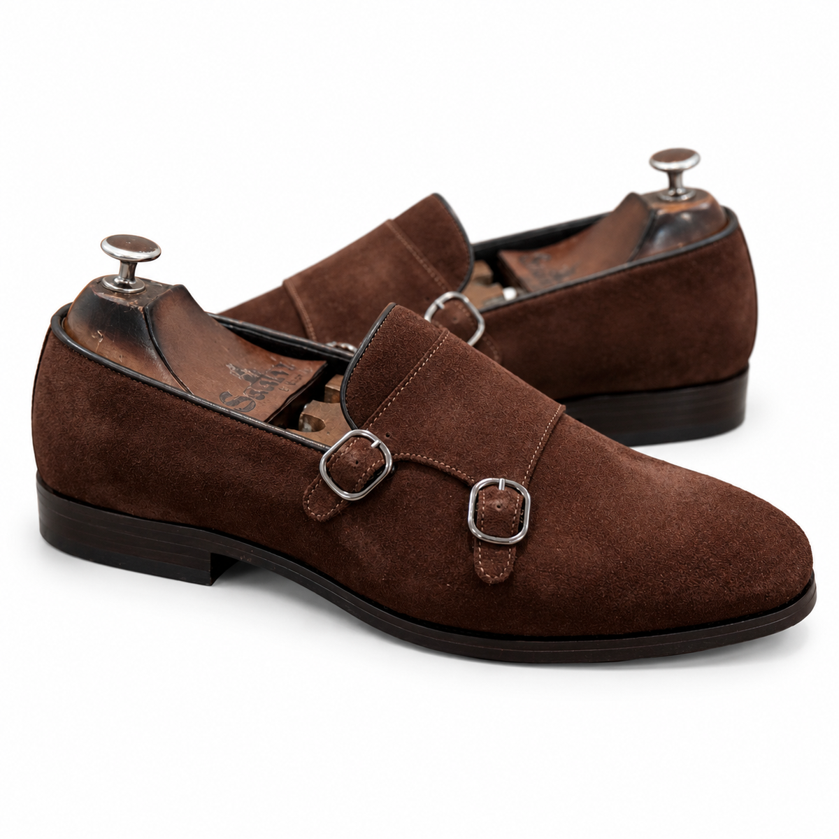 Cocoa Double Monk Suede Loafers