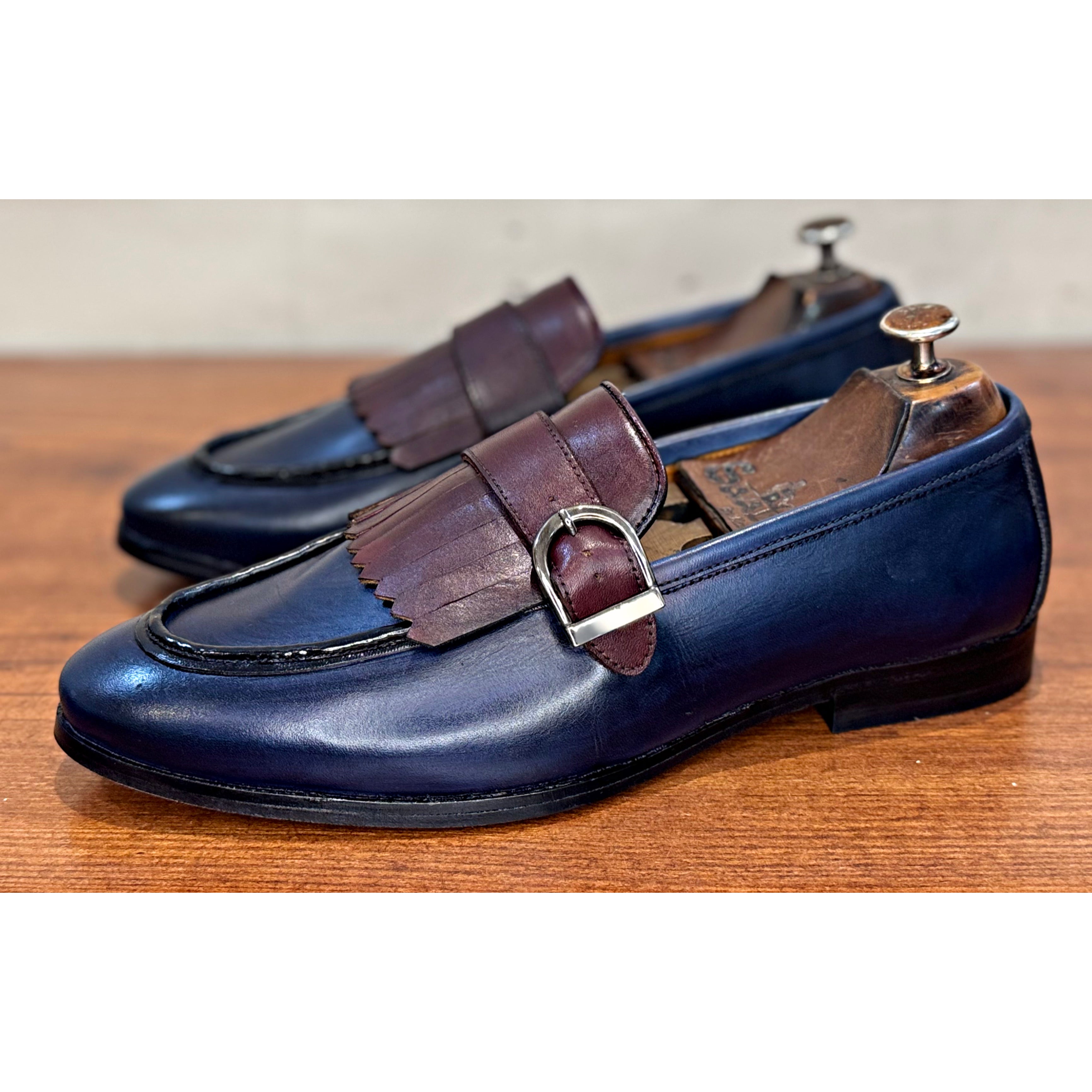Blue Loafers With Fringes