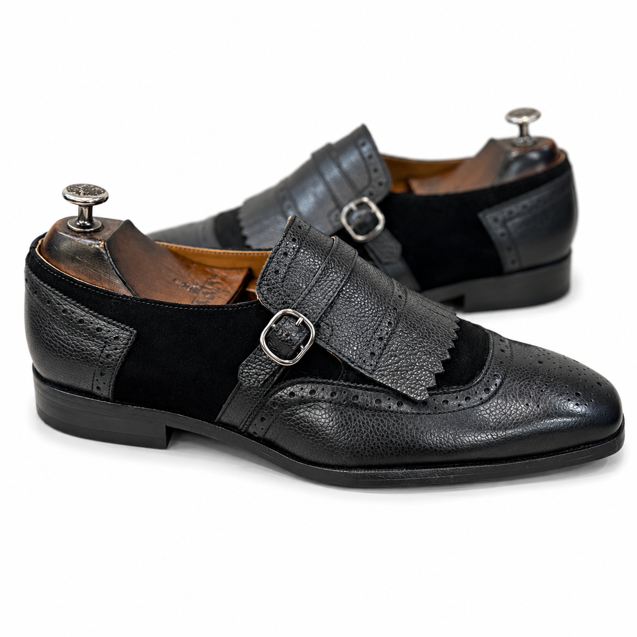 Noir Kensington Kiltie Monk Loafers