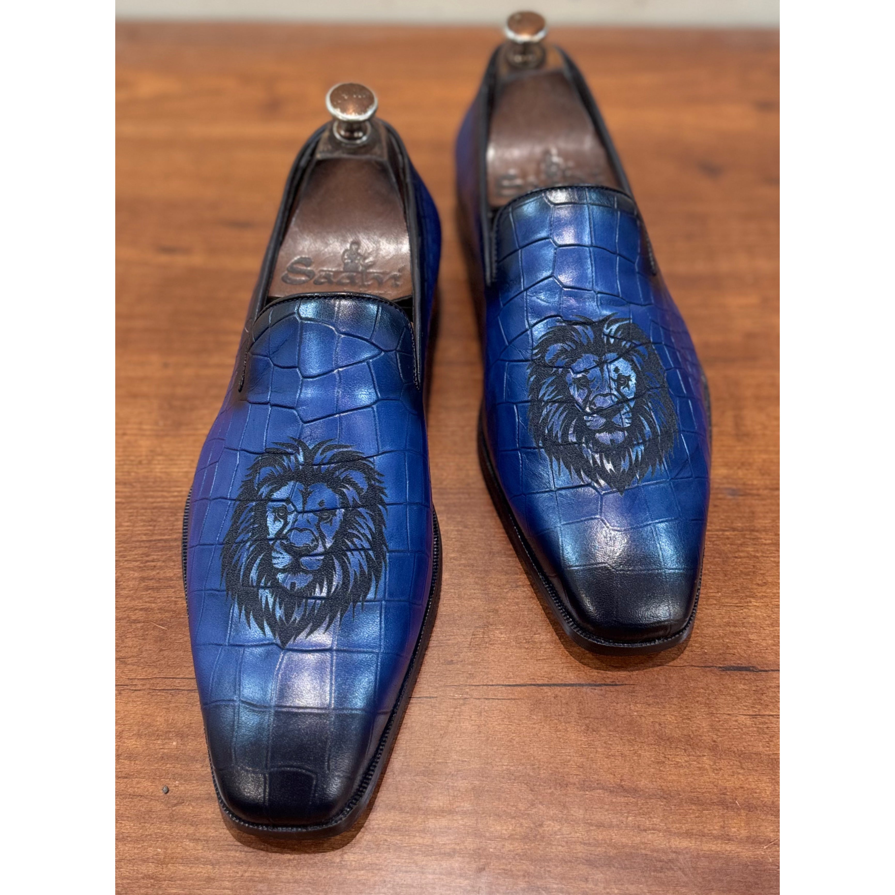 Blue Tiger Hand Finished Loafers