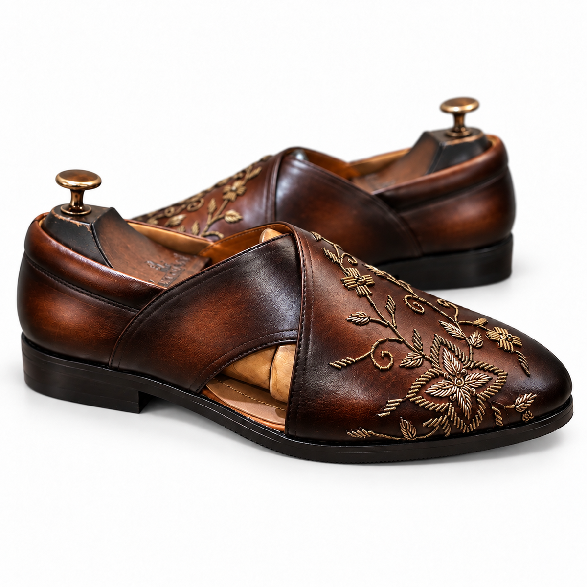 Mahogany Zari Peshwari Sandals