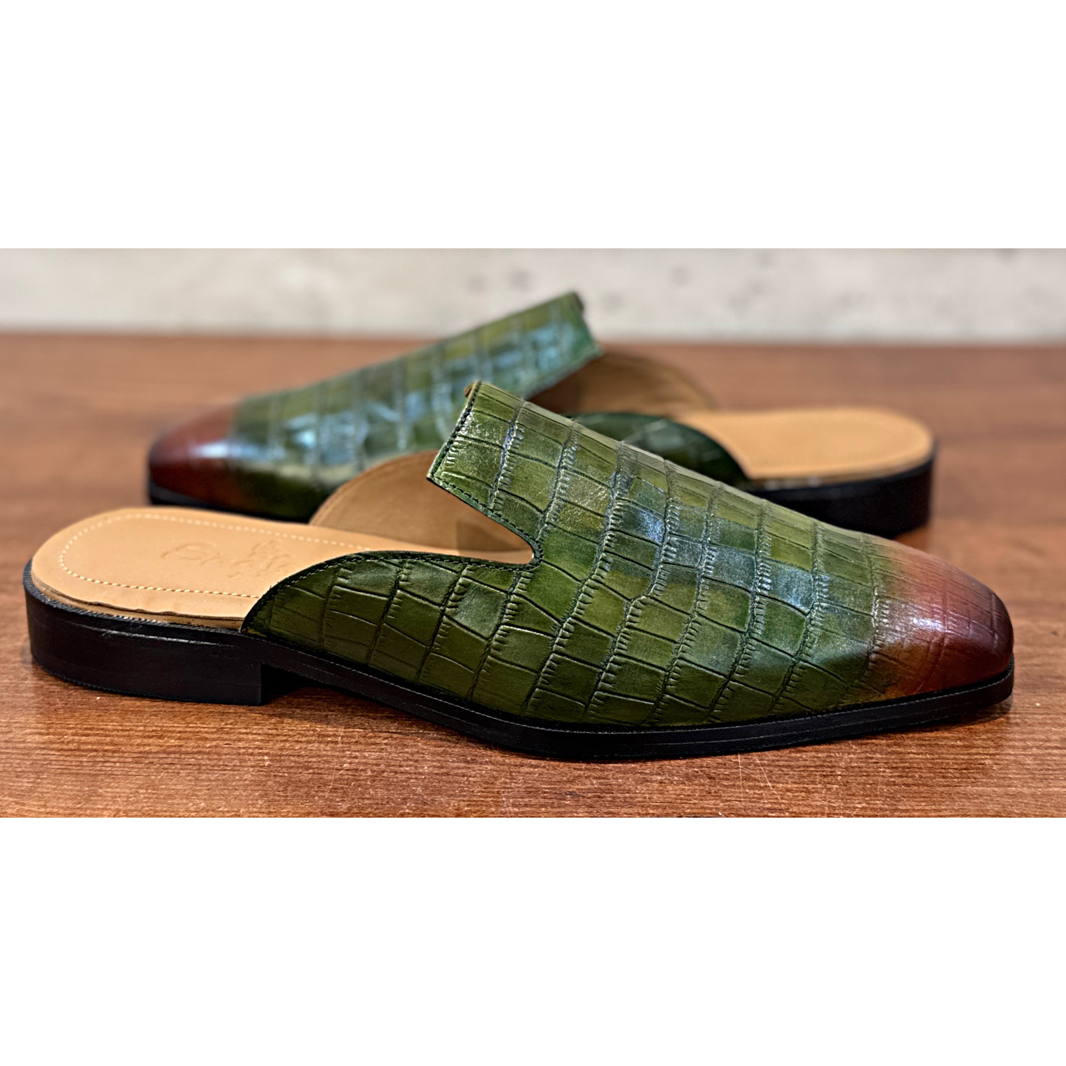 Monaco Verde Croc Mule