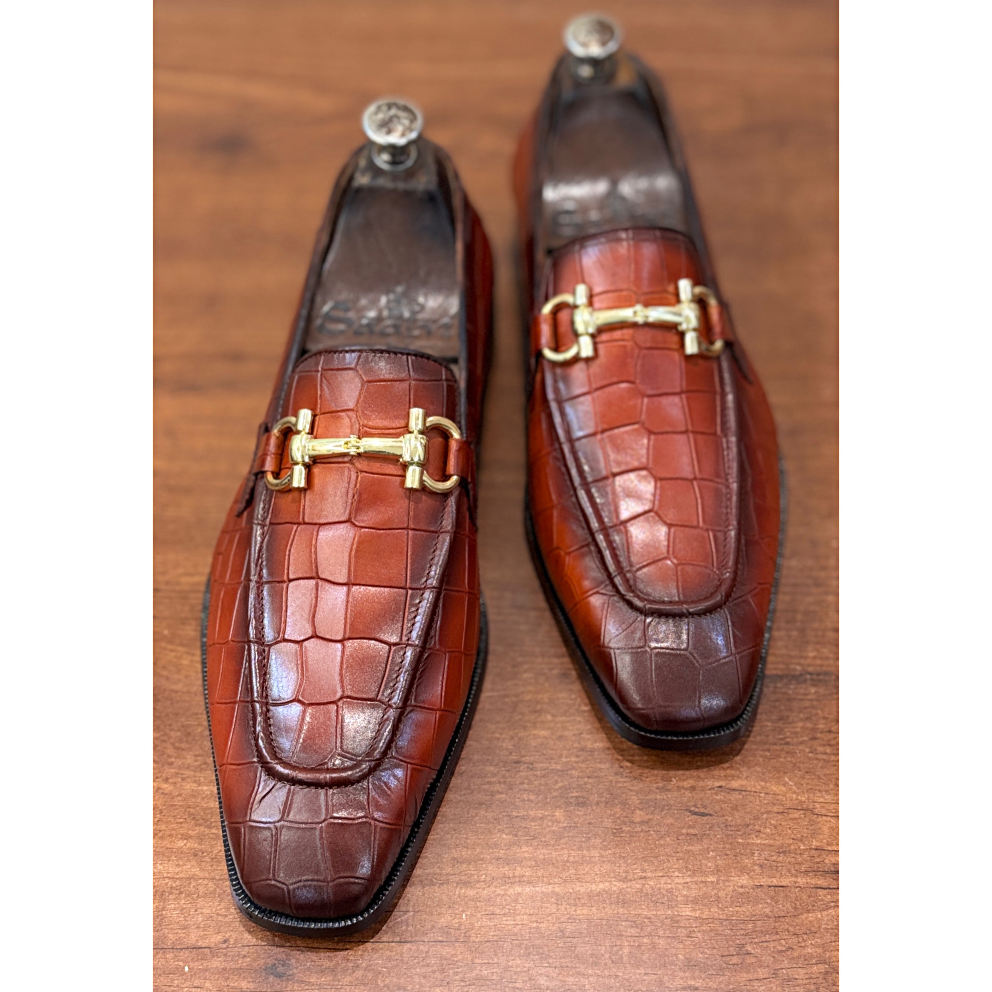 Imperial Croco Horsebit Loafers – Tan Brown