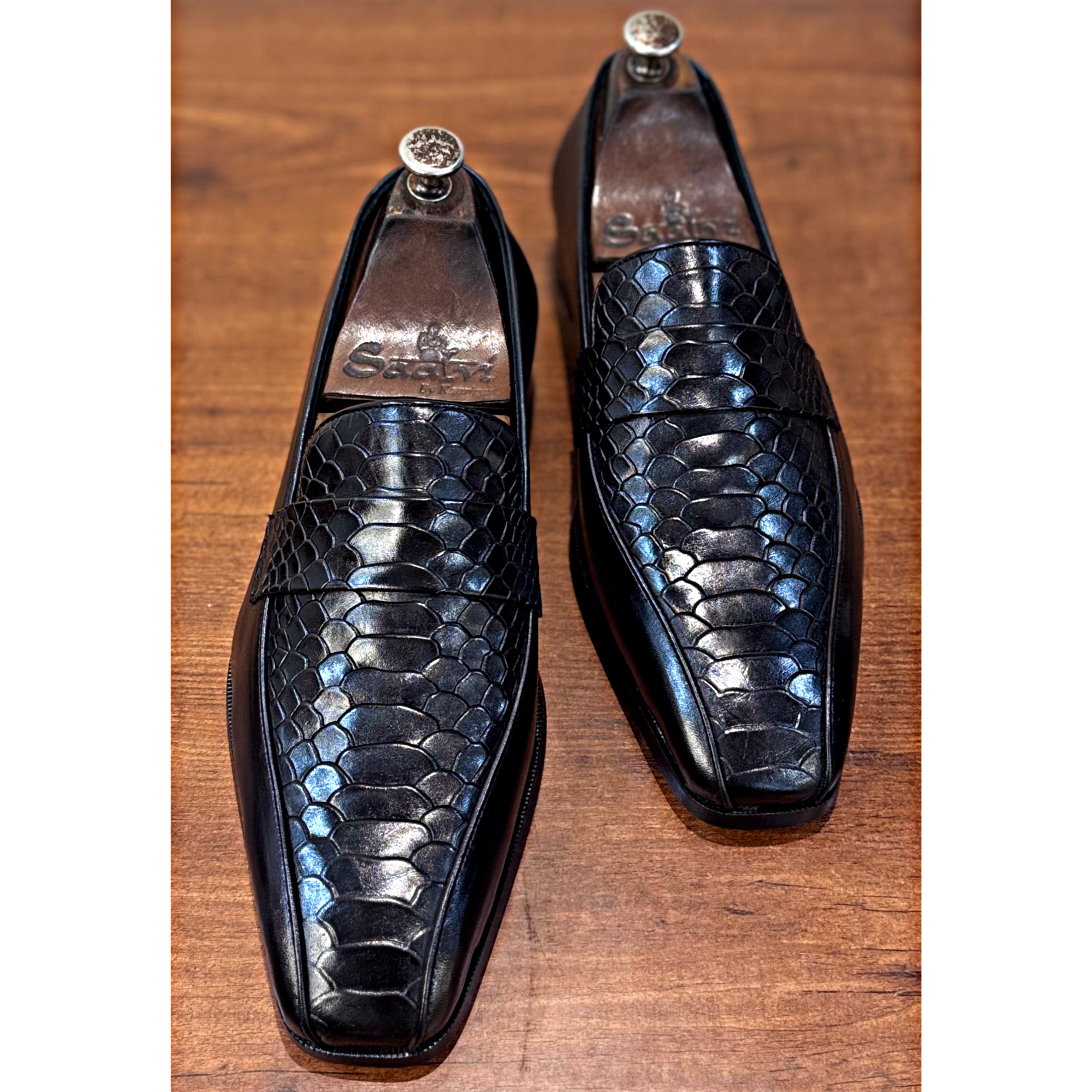 Python Embossed Leather Black-T