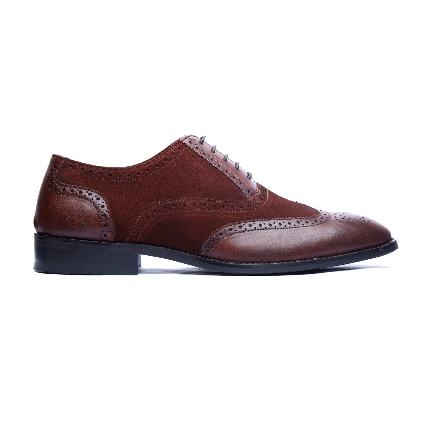 Brown Suede & Leather Brouge Oxfords