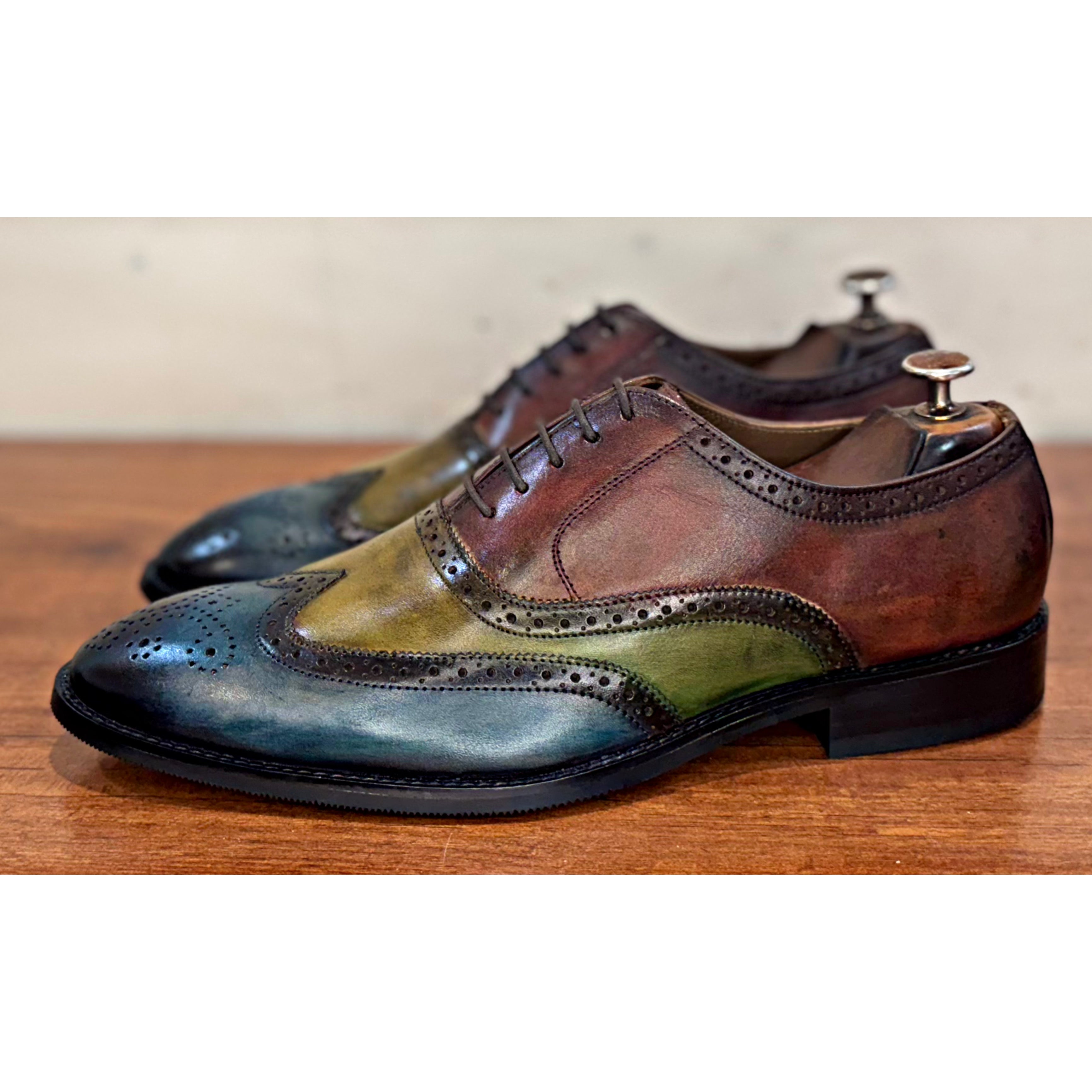 3 Color Wingtip Oxfords Hand Patina