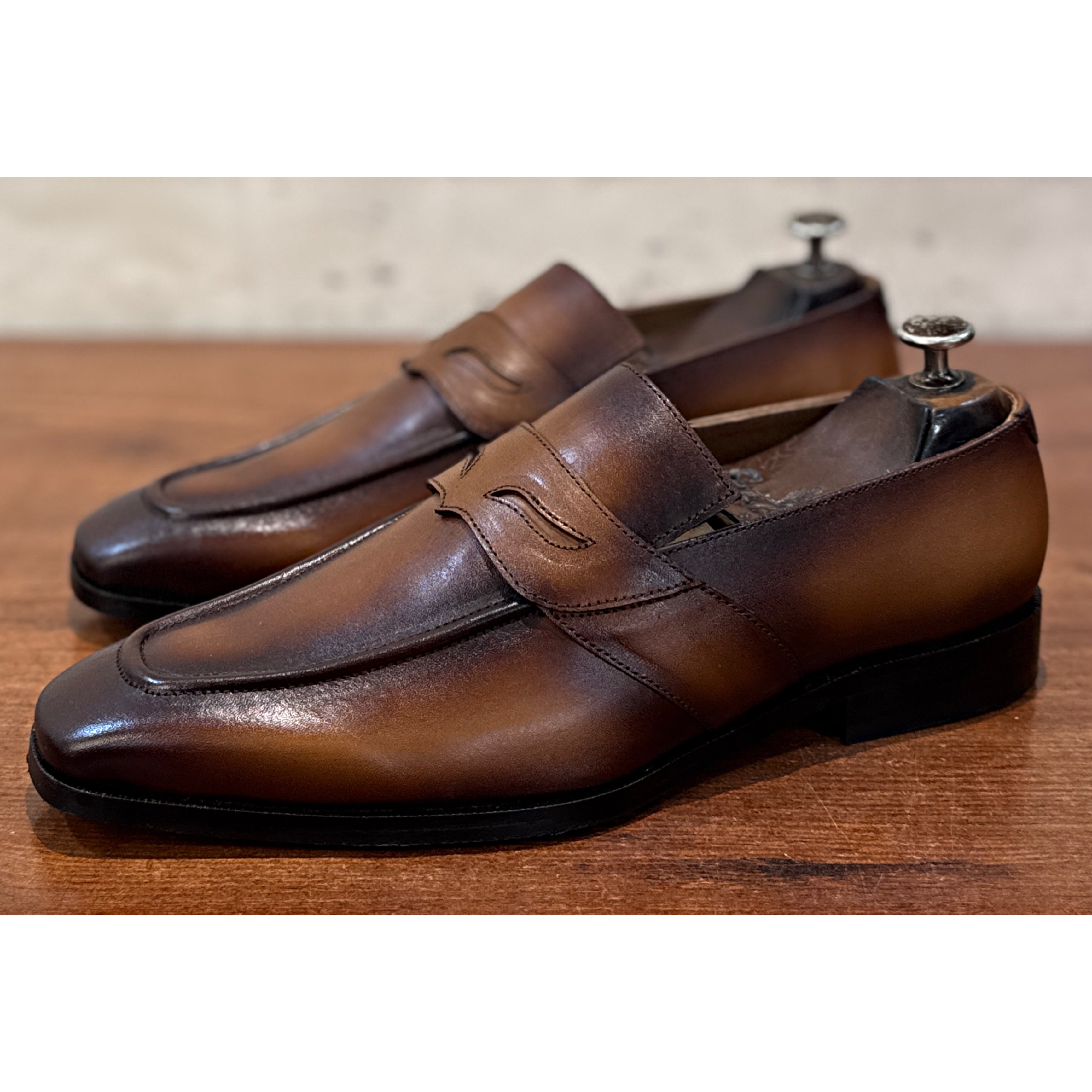 The Lorenzo Loafer – Handmade Burnished Brown Penny Loafers