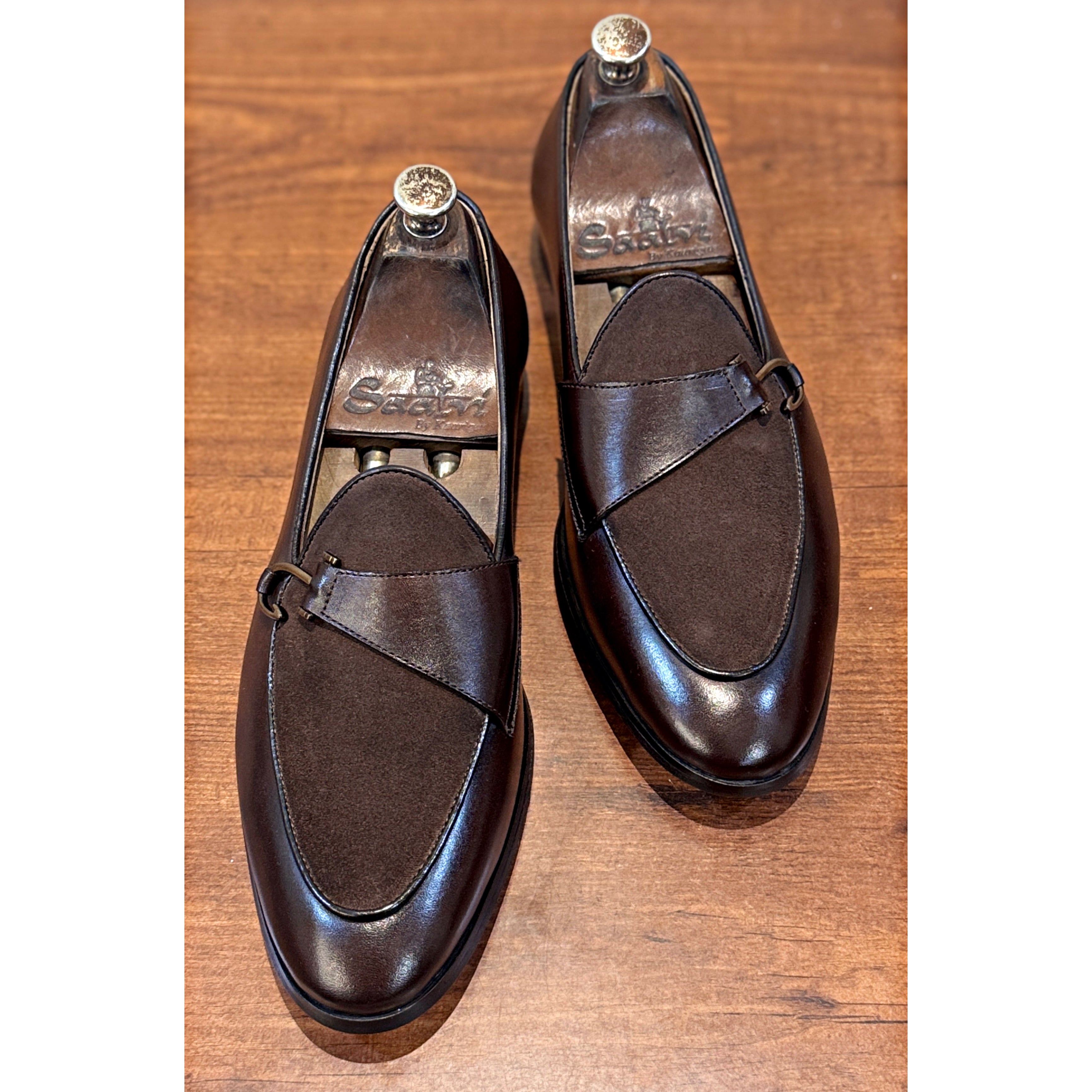 Cognac Suede Saddle Belgian Loafer