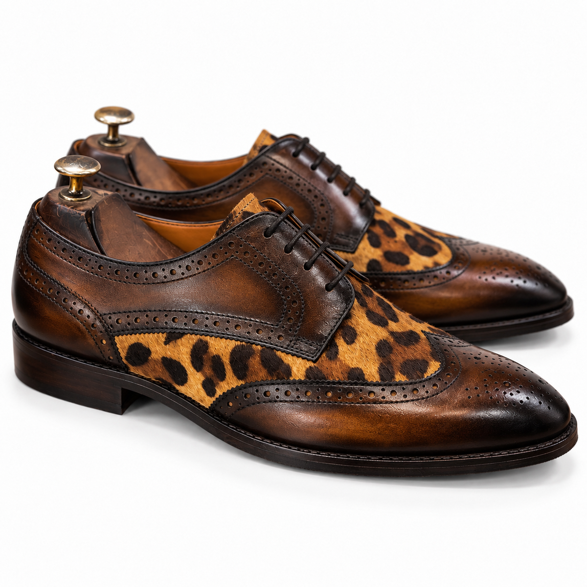 Havana Leopard Brogue Derby Shoes