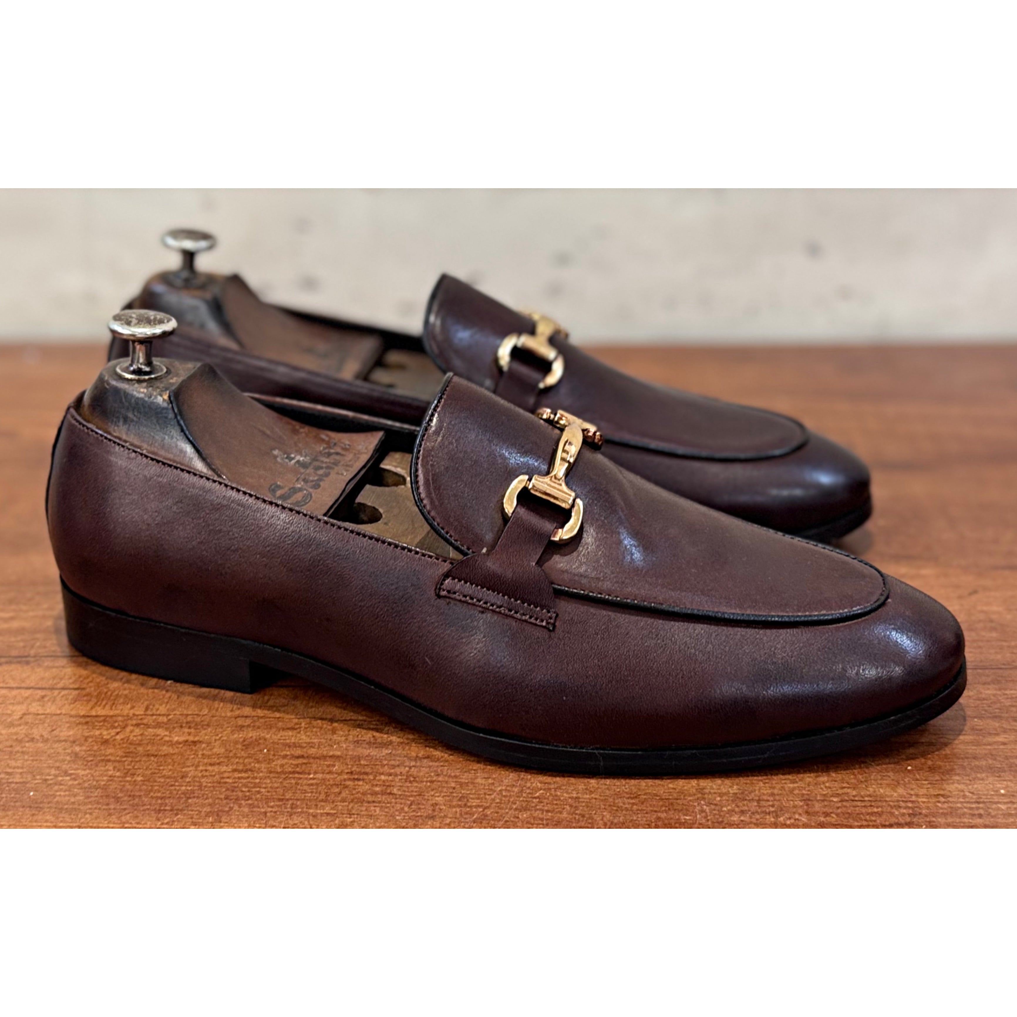 Brown Loafers With Metal Buckle