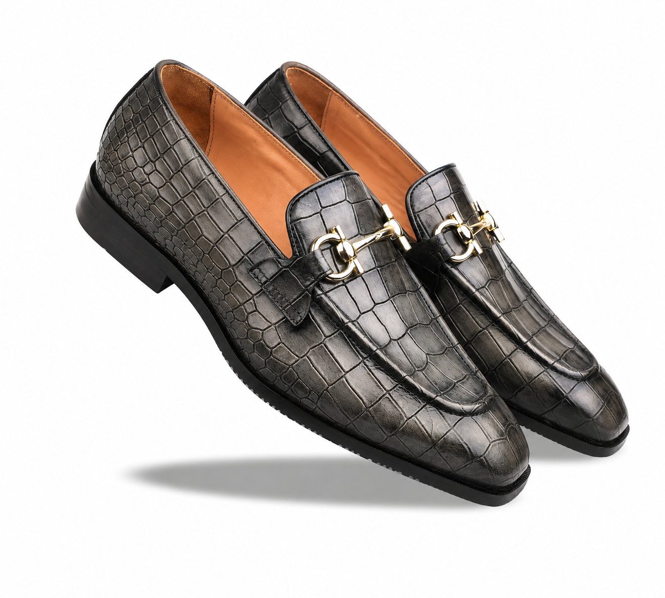Obsidian Croc Horsebit Loafer