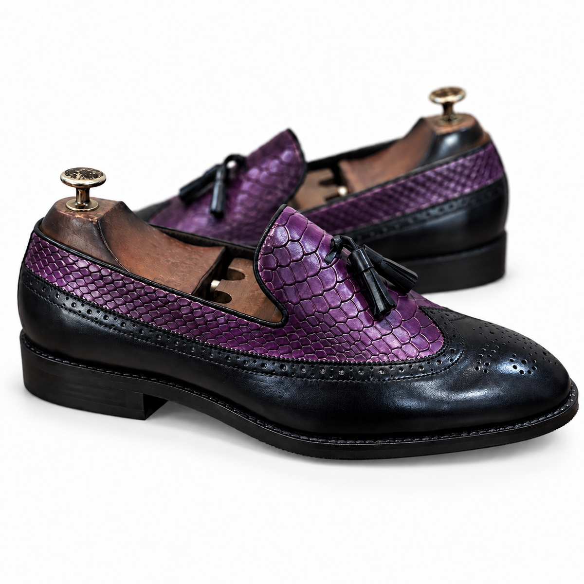 Amethyst Noir Tassel Loafers