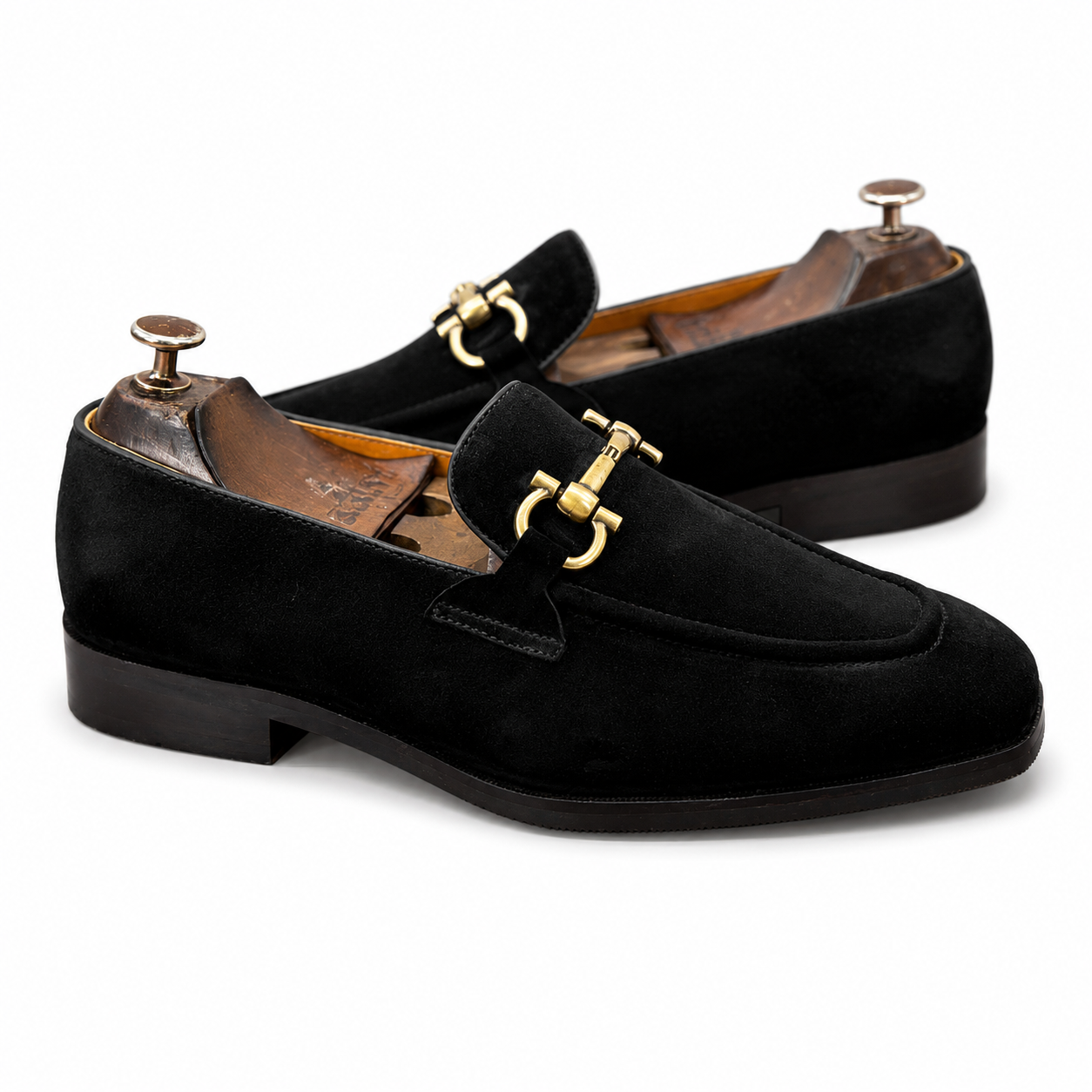 Noir Sovereign Horsebit Suede Loafers