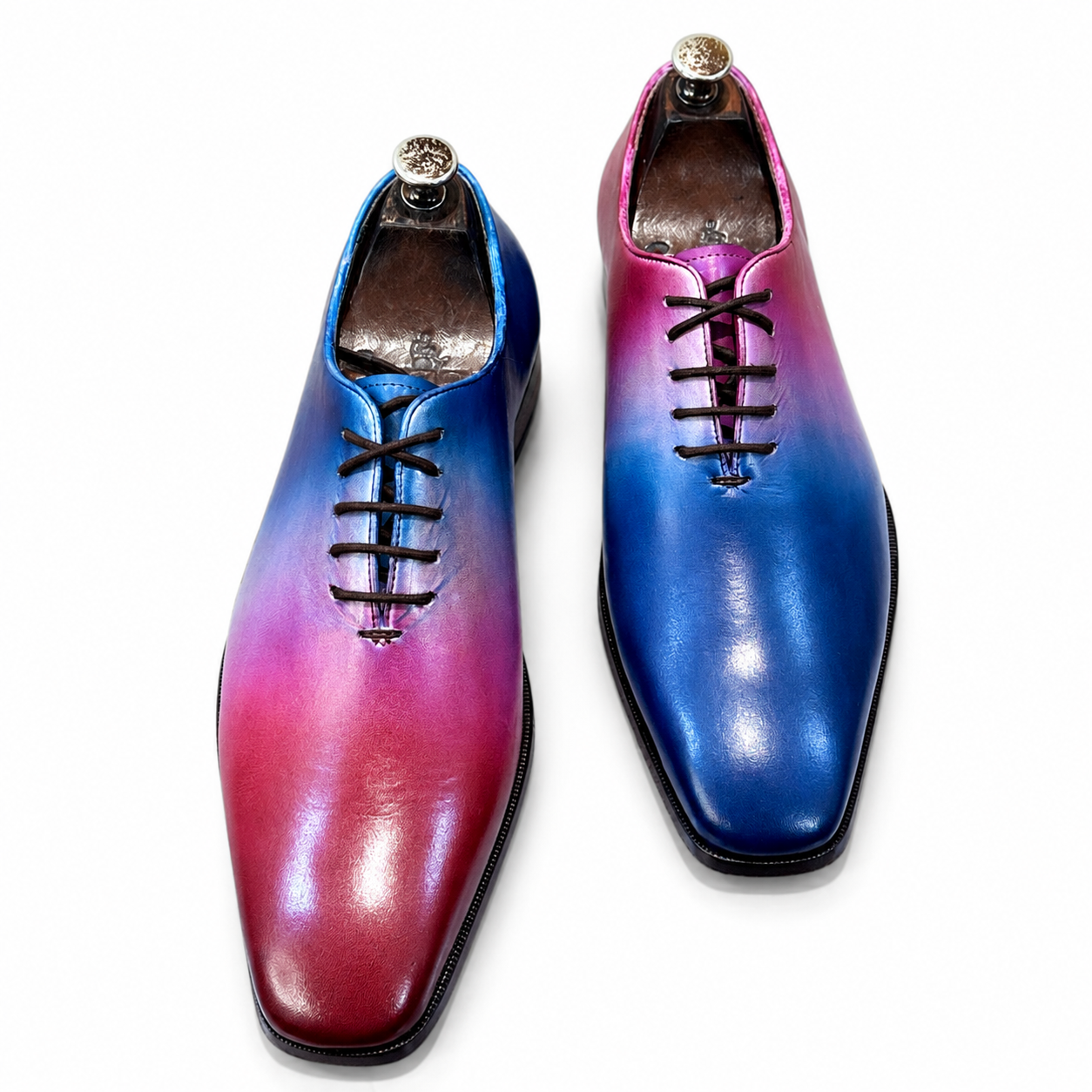 Aurora Gradient Oxford Shoes | Luxury Blue & Burgundy Leather Oxfords