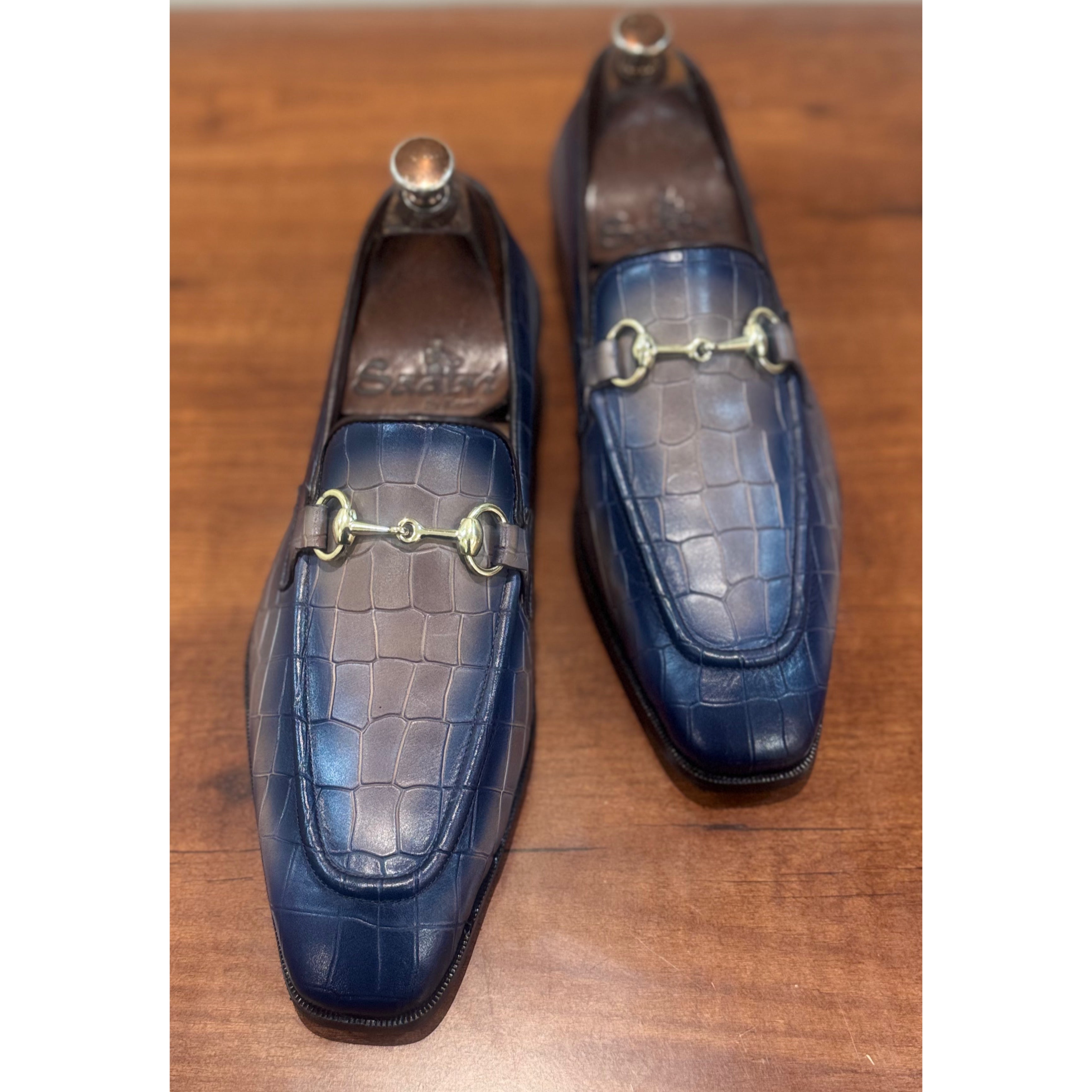 Croco Loafers Grey Blue T