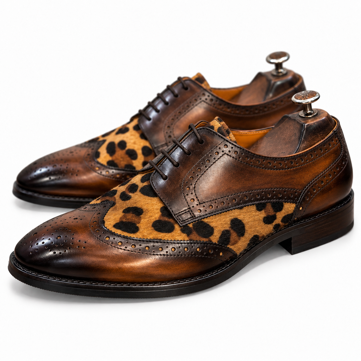 Havana Leopard Brogue Derby Shoes