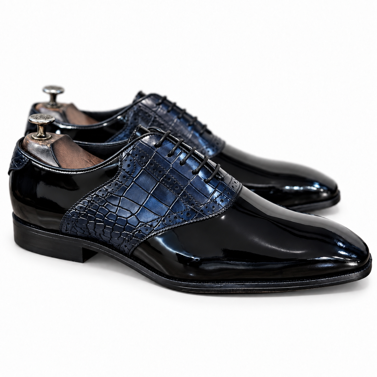 Noir Azure Croco Oxfords