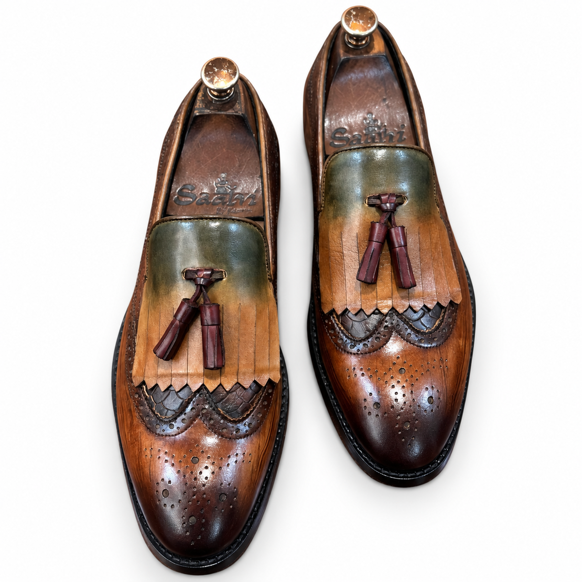 Cognac Heritage Croco Tassel Loafers