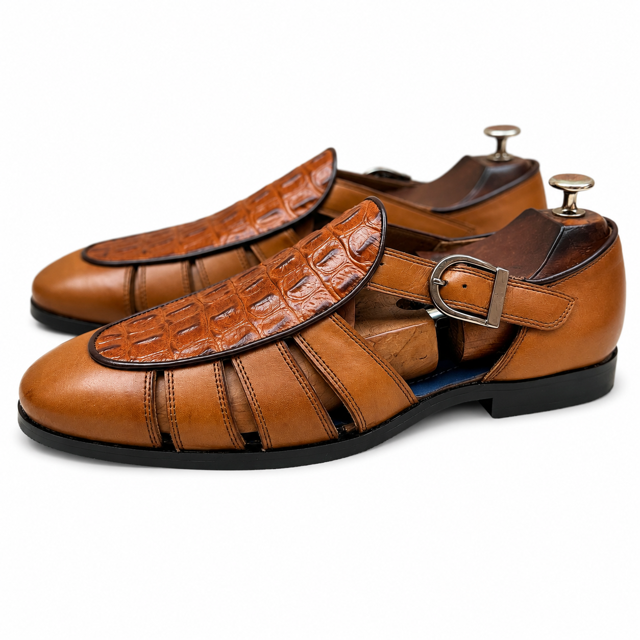 Tan Roman Sandal Croco