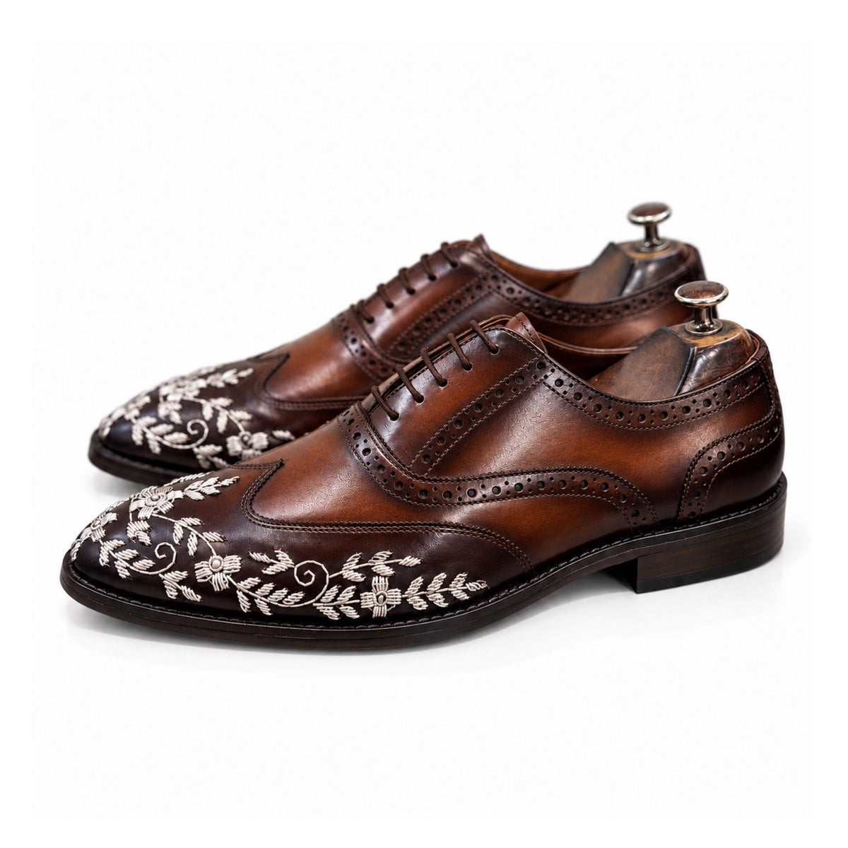 Regent Nocturne — Brown Embroidered Wingtip Oxford