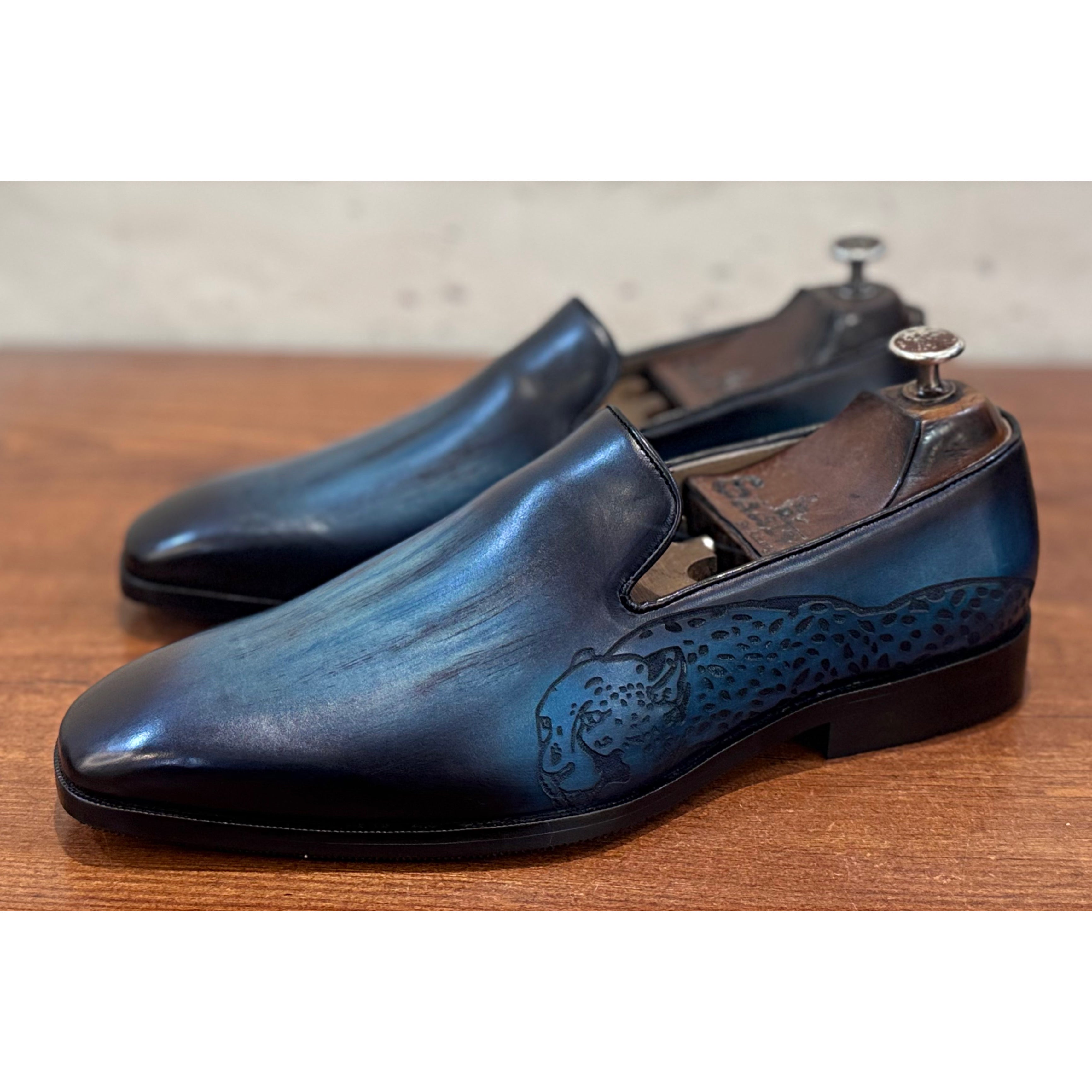 Blue Hand Patina Loafers Tiger