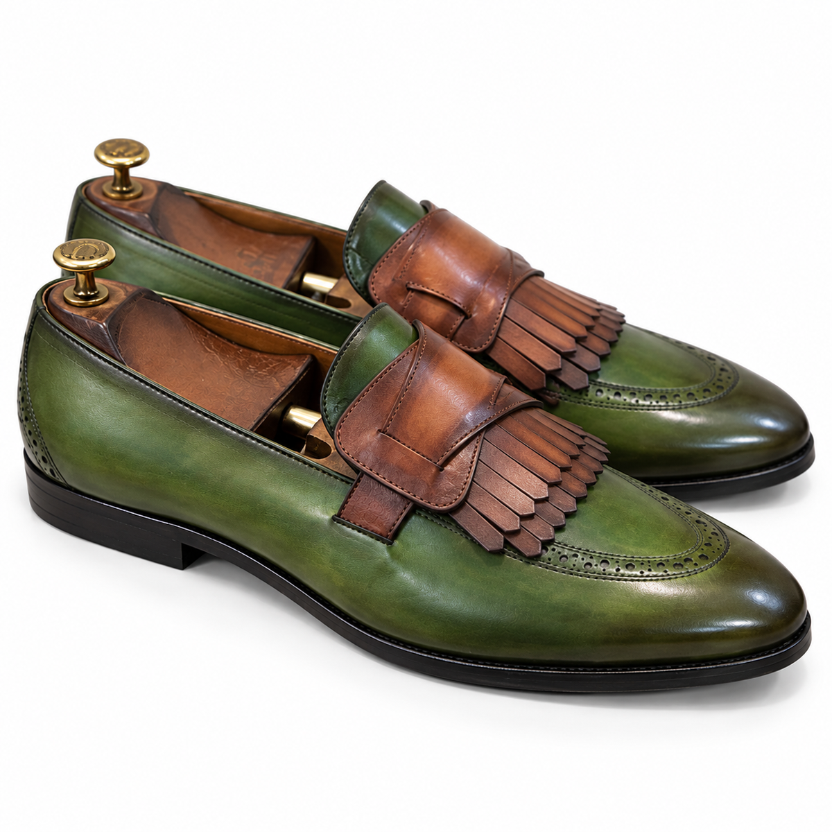 Verde Cognac Kiltie Loafers