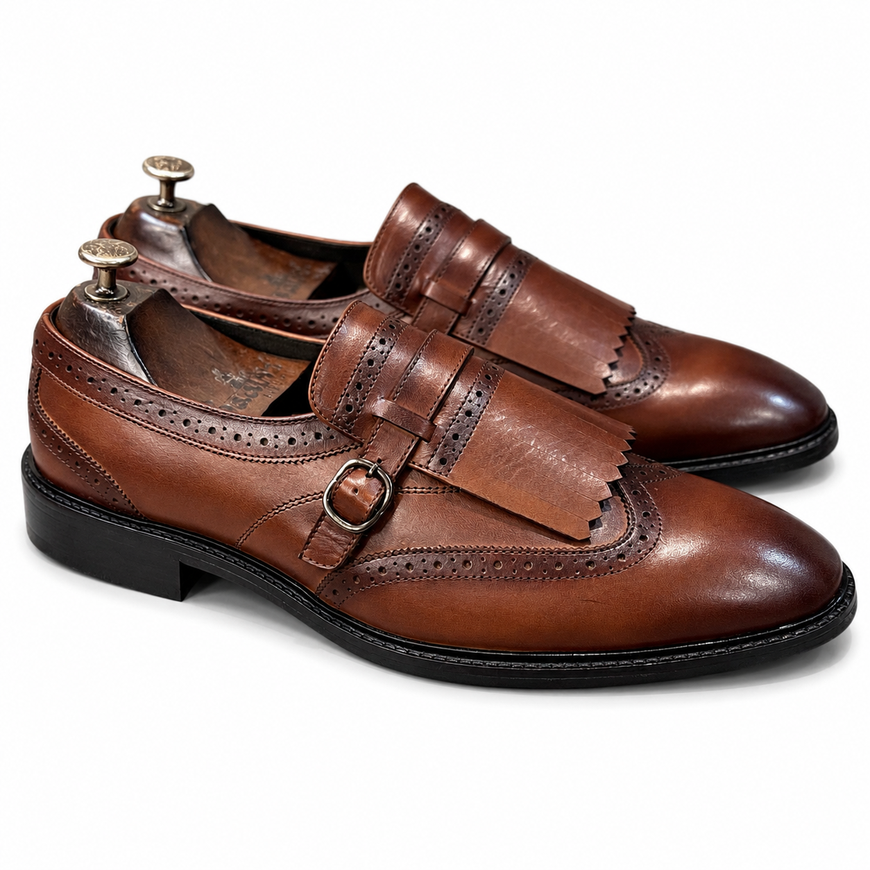 Wingcap Monk Loafers - Tan