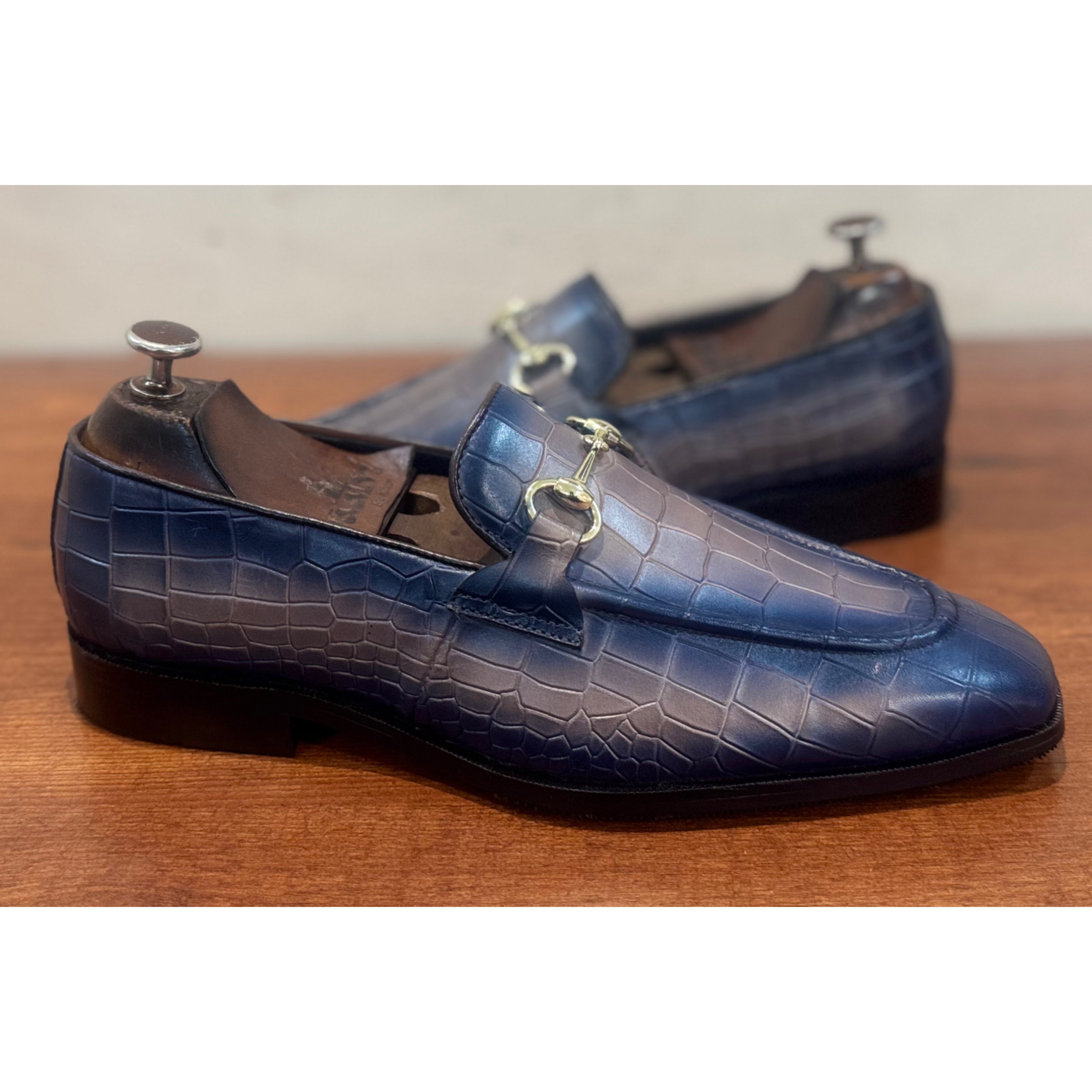 Croco Loafers Grey Blue T