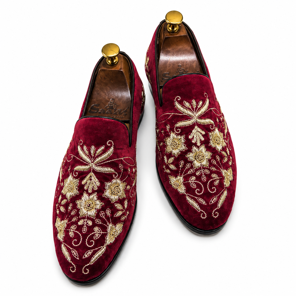 Saalvi Imperial Bordeaux Velvet Loafers